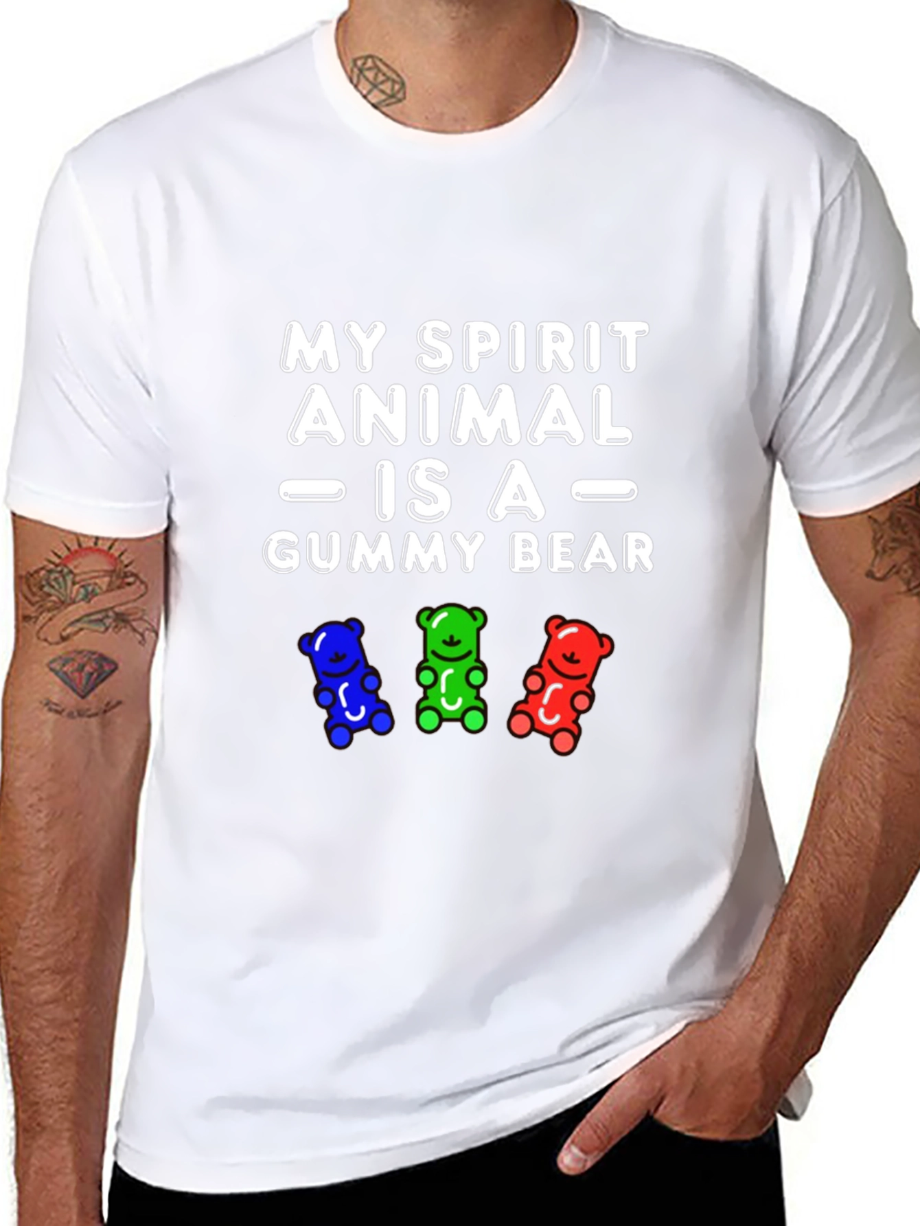 Black Gummy Bear Spirit Animal Graphic T-Shirt view 8