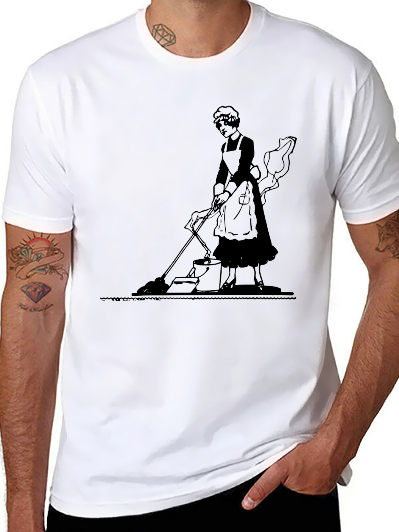 Black Vintage Housekeeper Graphic Tee - Black view 8