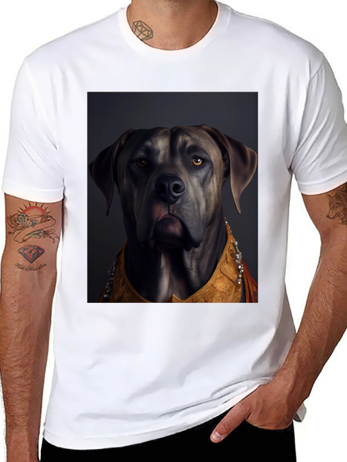 Black Dog Portrait Graphic Tee - Stylish Canine Art view 8