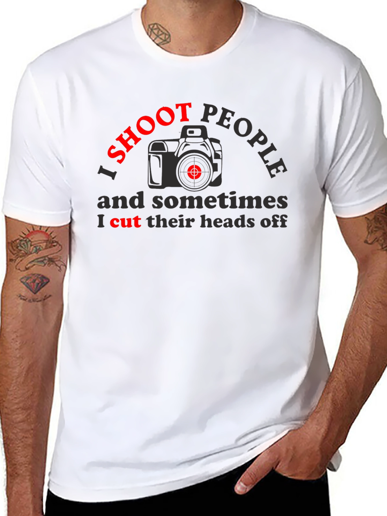 Black I Shoot People T-Shirt - Photography Humor Tee view 8