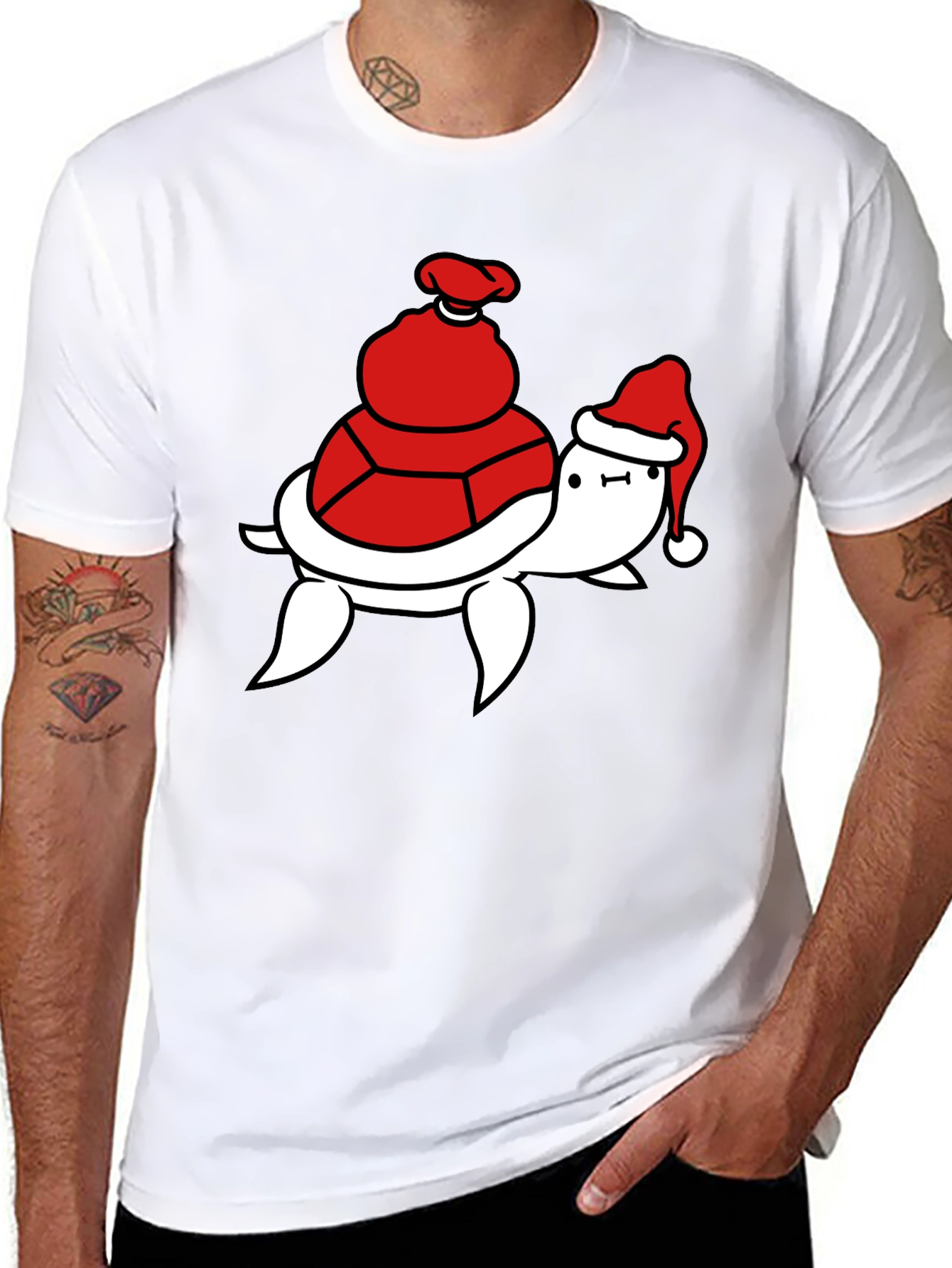 Black Festive Turtle T-Shirt - Holiday Ready view 8