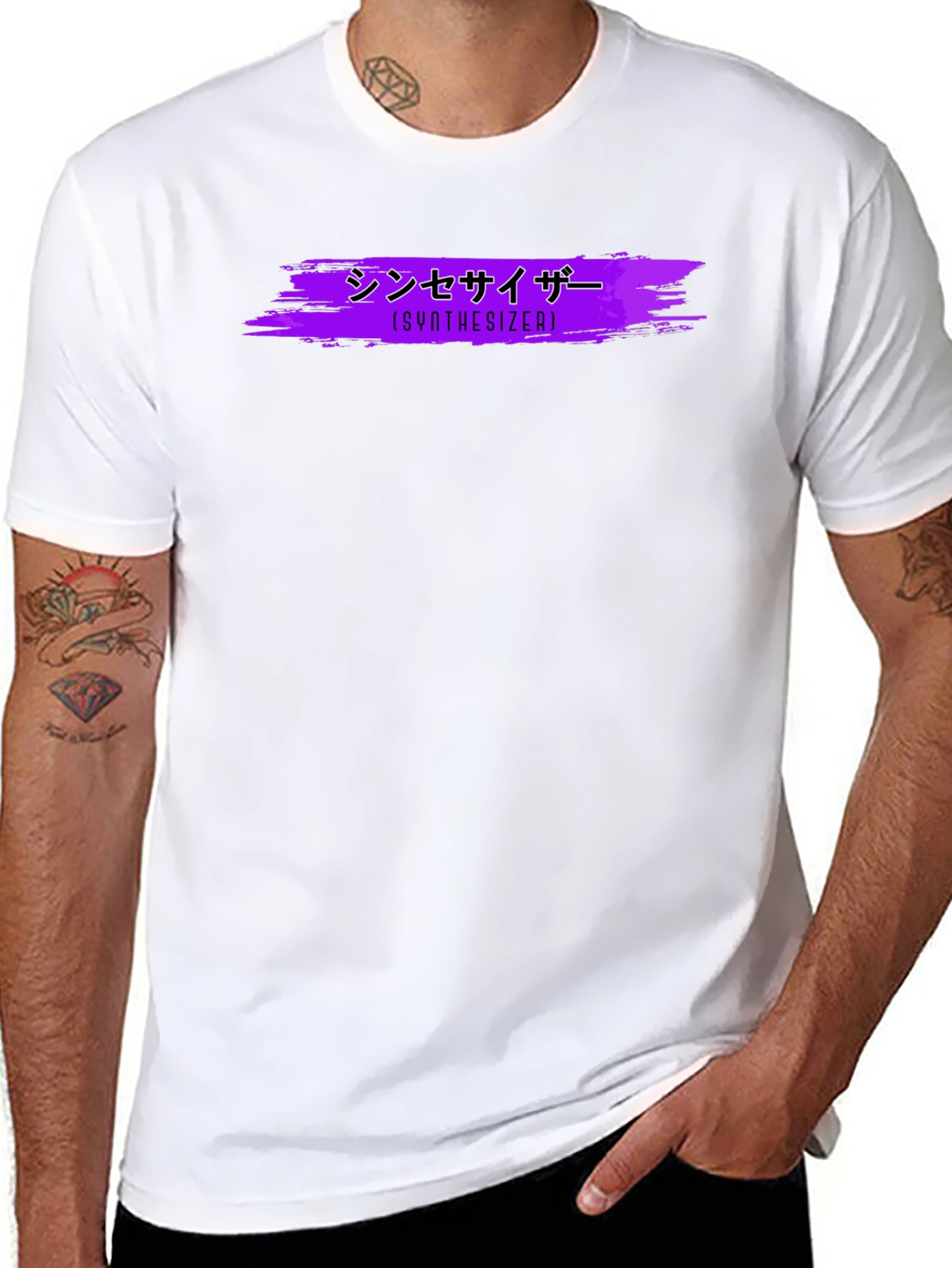 Black Synthwave Style Synthesizer Graphic Tee view 8