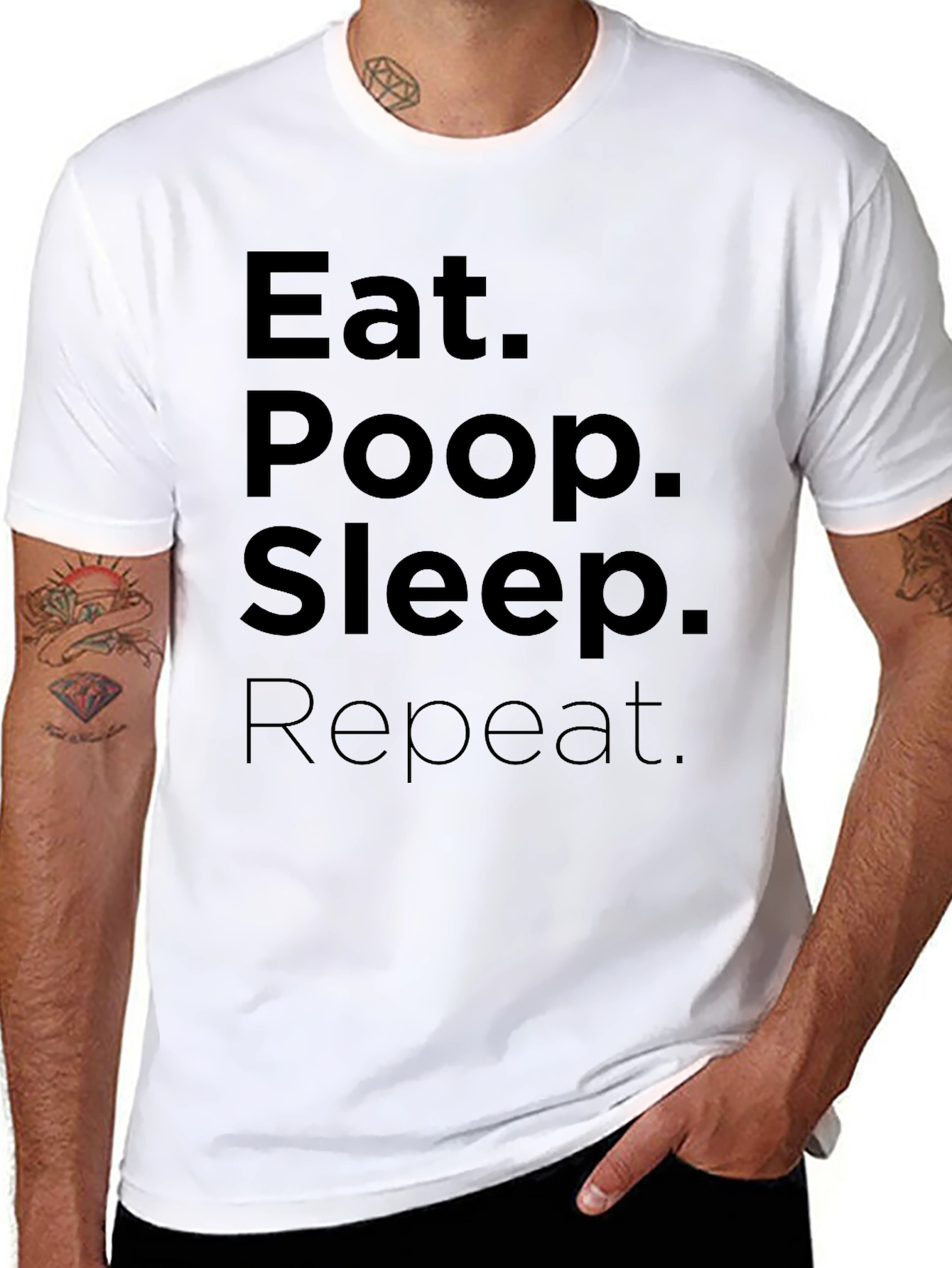 Black Eat Poop Sleep Repeat T-Shirt - Funny Casual Tee view 8