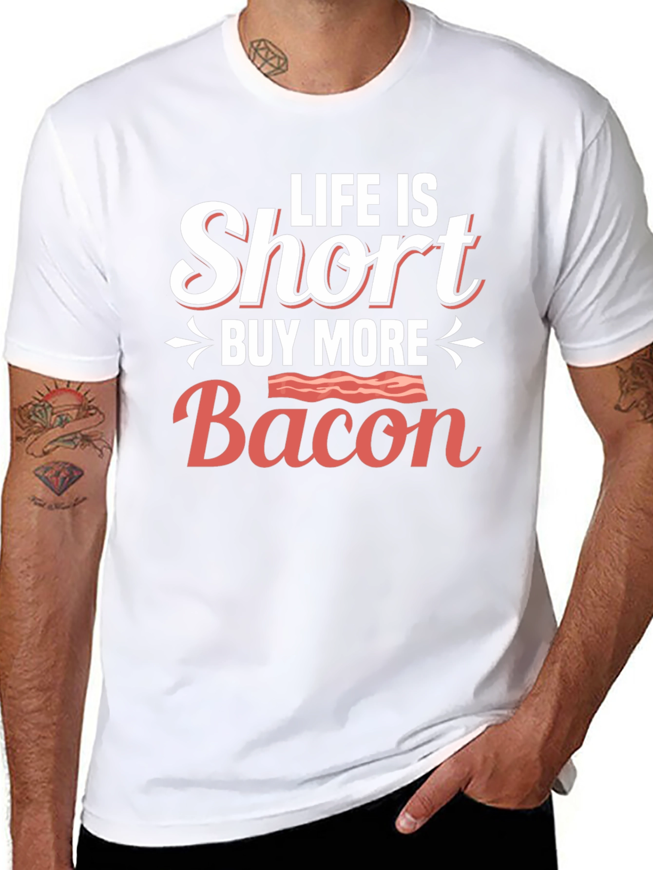 Black Life is Short Buy More Bacon T-Shirt view 8