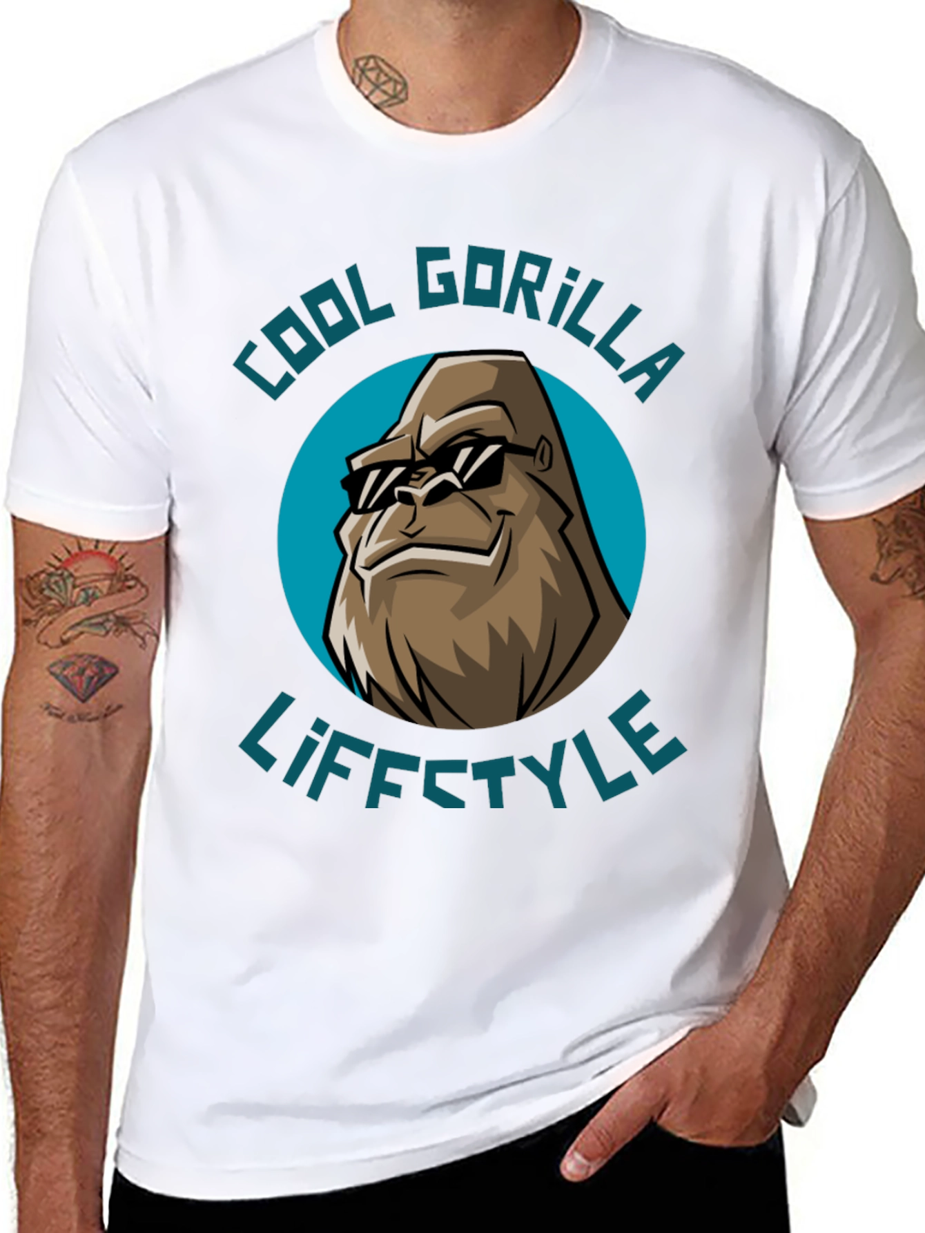 Black Cool Gorilla Lifestyle Graphic T-Shirt view 8