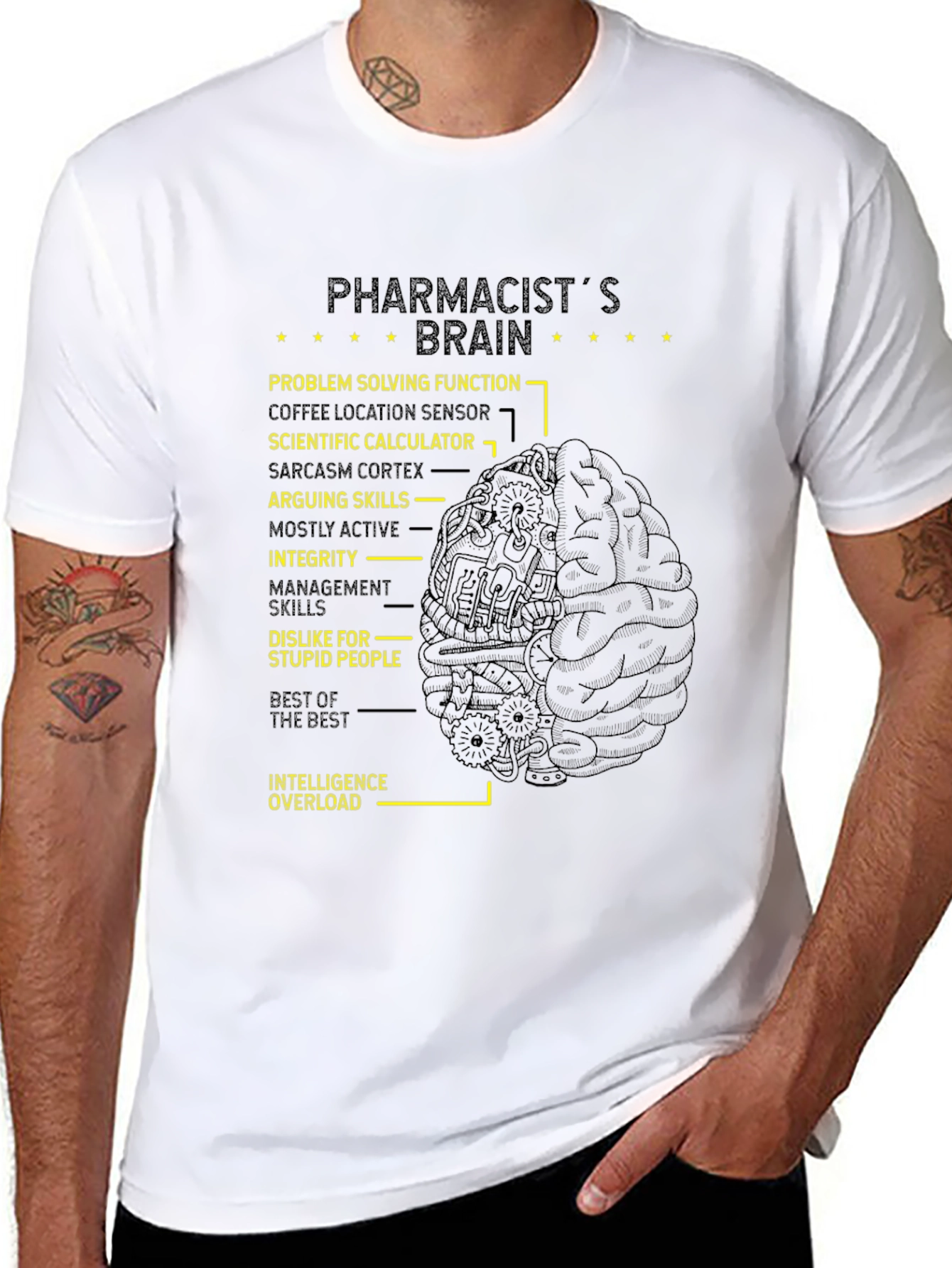 Black Pharmacist's Brain T-Shirt - Funny Gift view 8