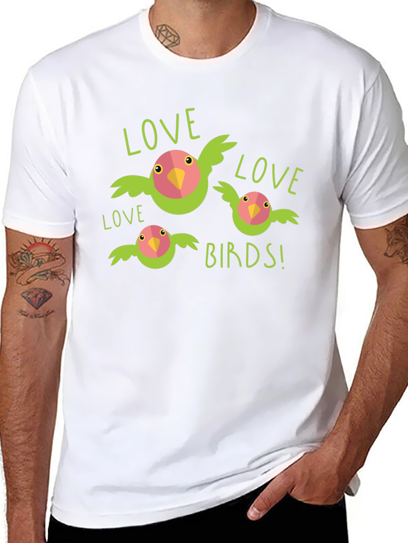 Black Love Birds Black T-Shirt view 8