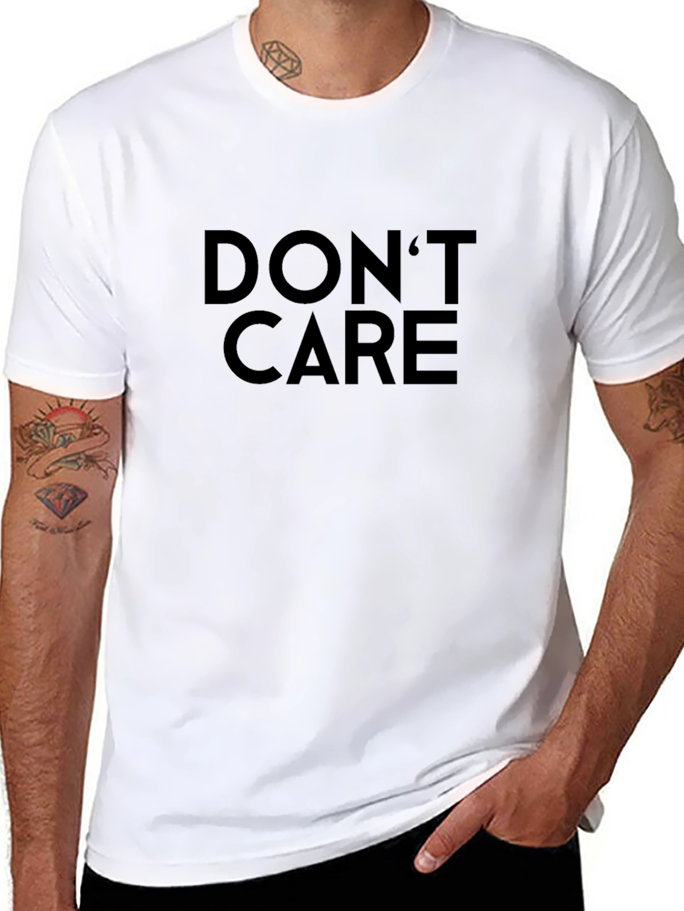 Black Don't Care Black T-Shirt, Casual Wear view 8