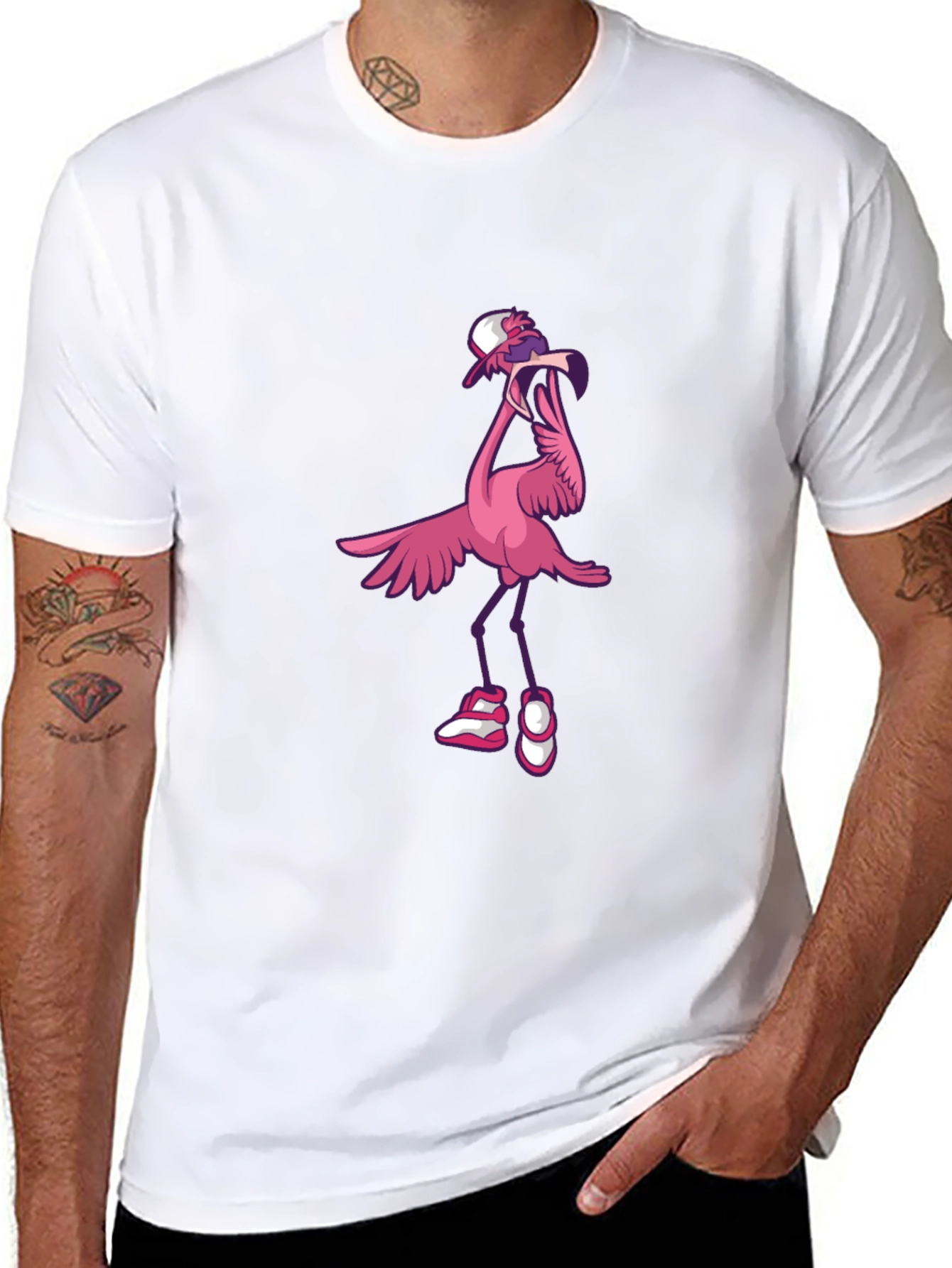 Black Funky Flamingo Graphic T-Shirt view 8