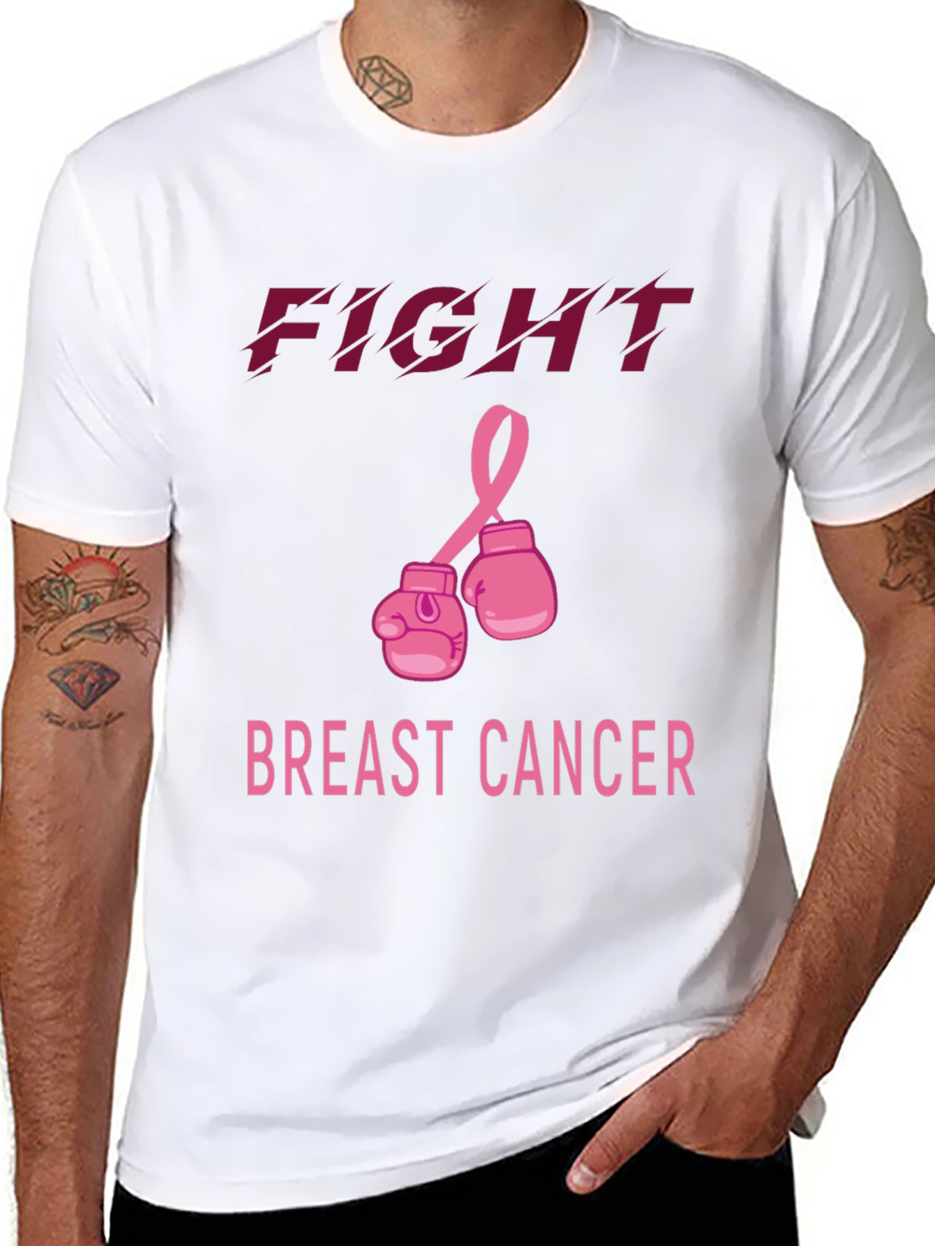Black Fight Breast Cancer T-Shirt view 8