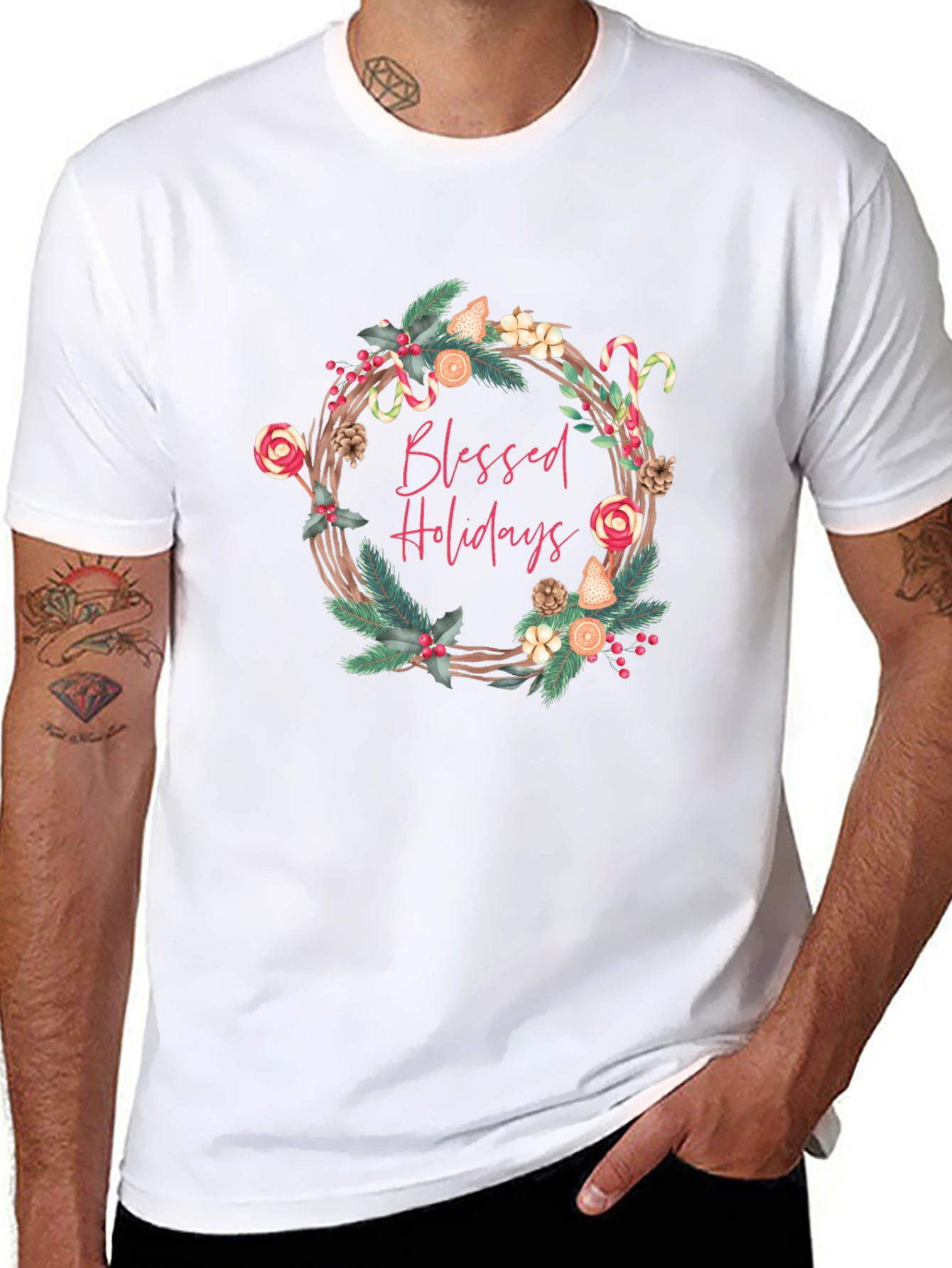 Blessed Holidays Graphic Tee - Festive Christmas T-Shirt - 8