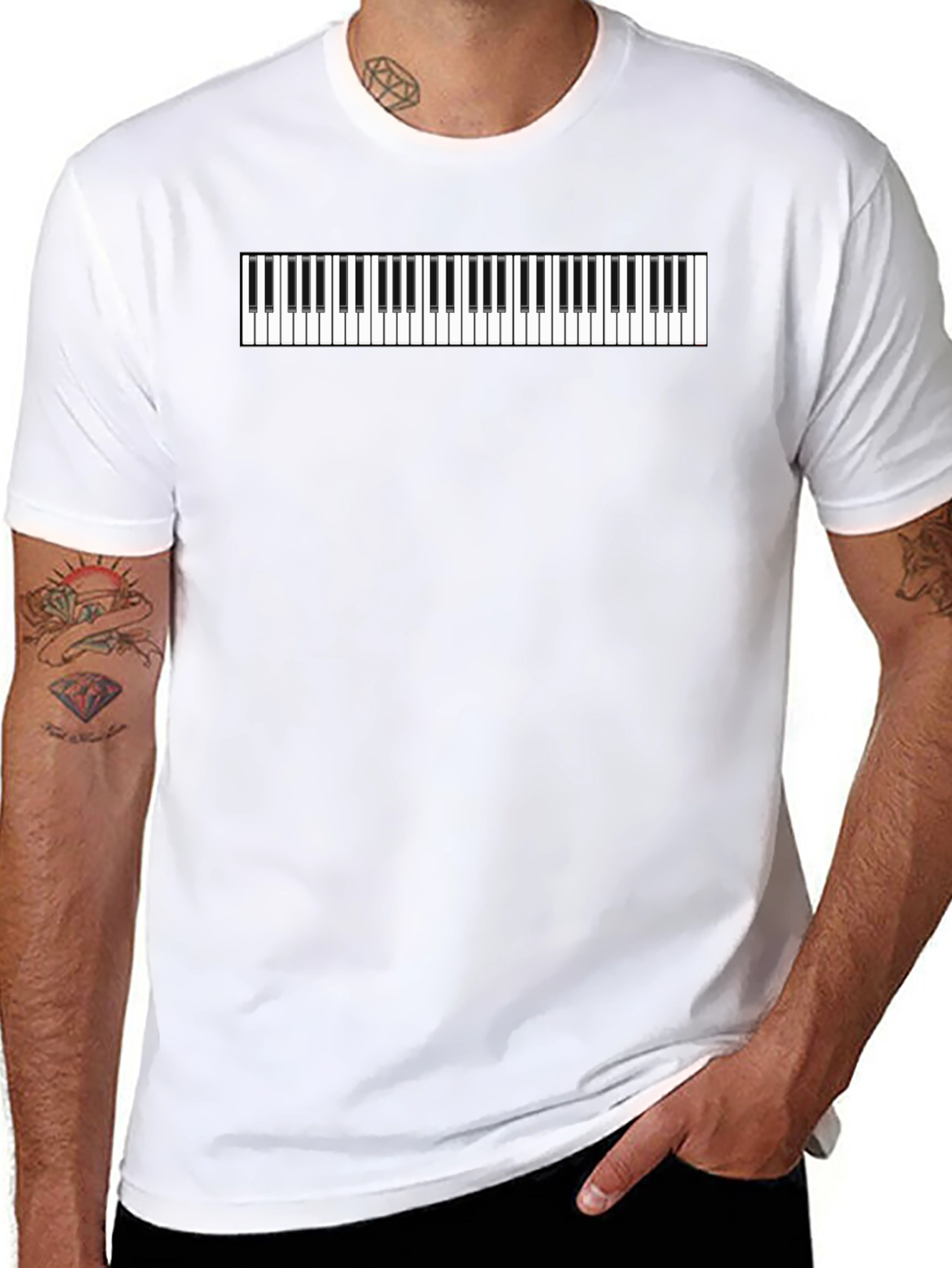 Black Piano Keys Graphic Tee - Black Cotton Comfort view 8