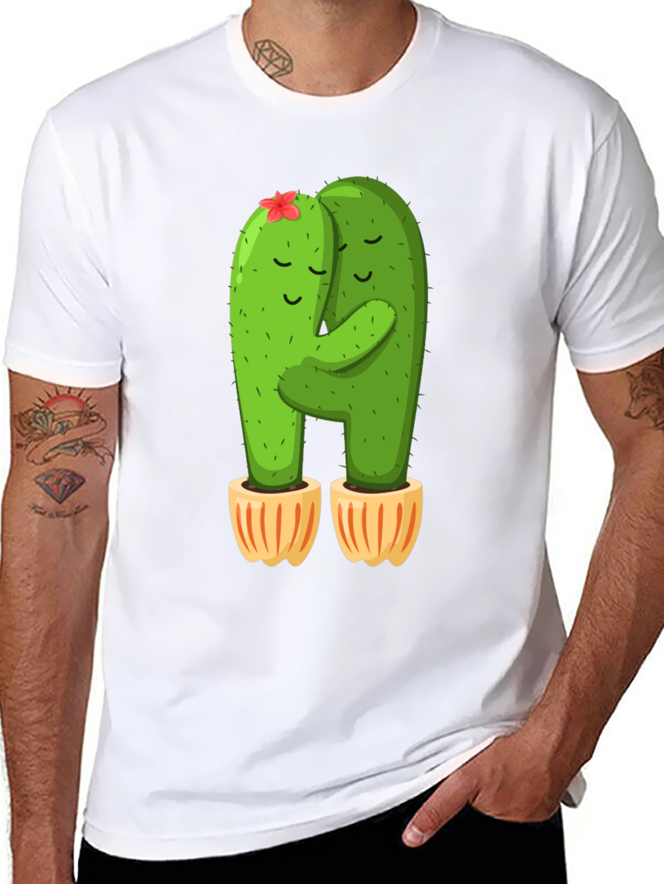 Black Cactus Hug T-Shirt - Cute and Comfy! view 8