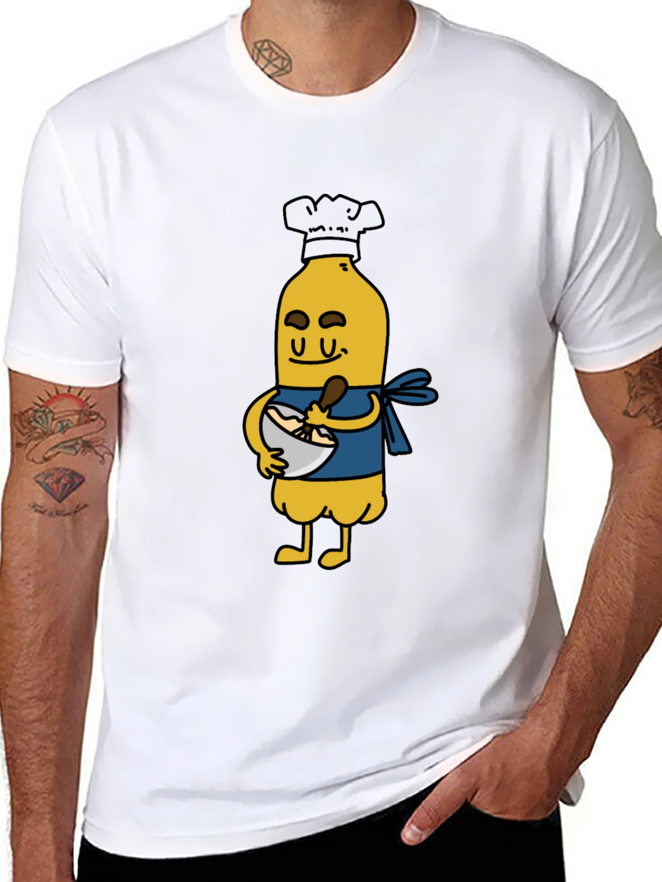 Black Chef Banana Cartoon Black T-Shirt view 8
