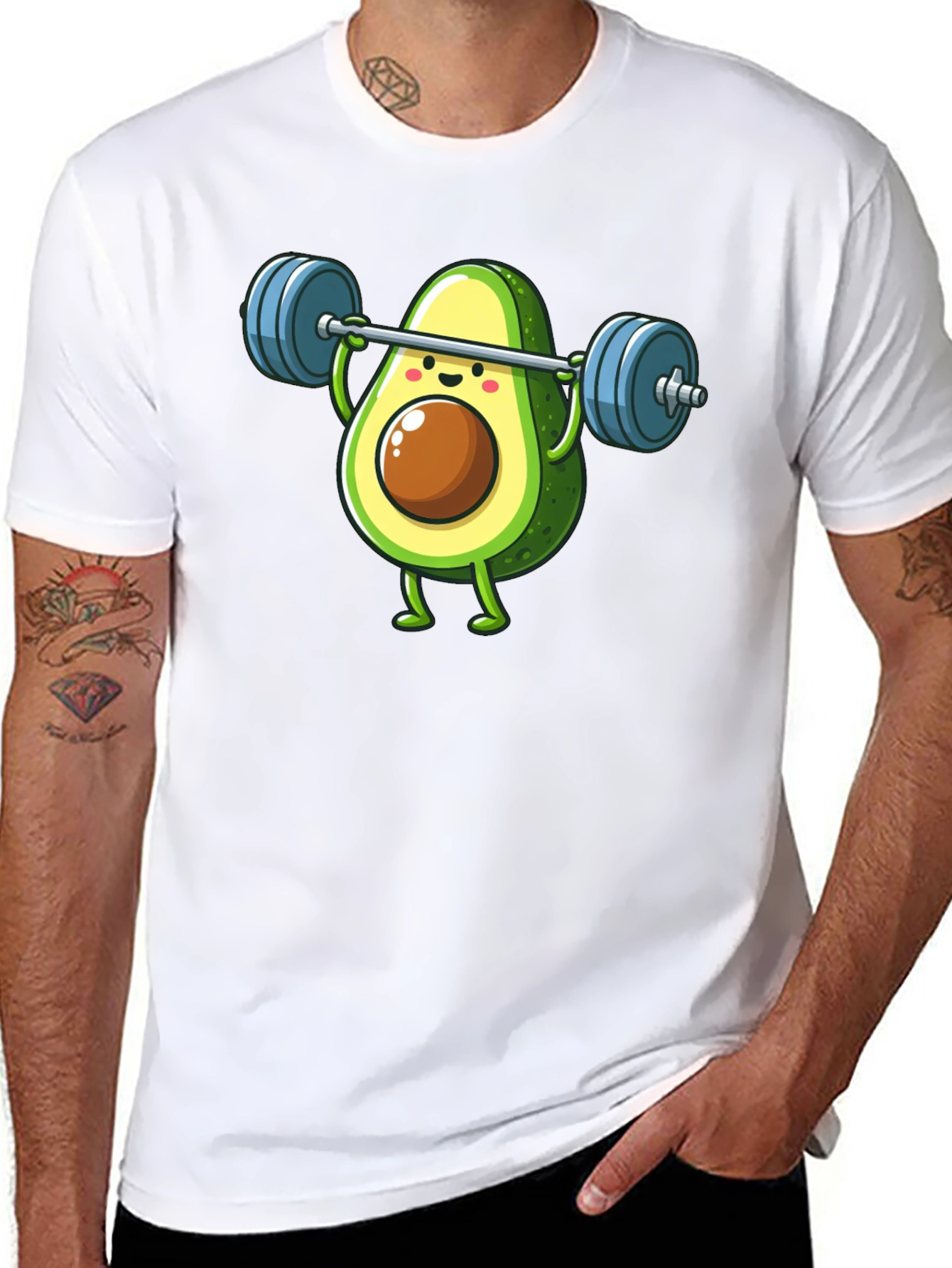 Black Avocado Lifting Barbell Funny Workout T-Shirt view 8
