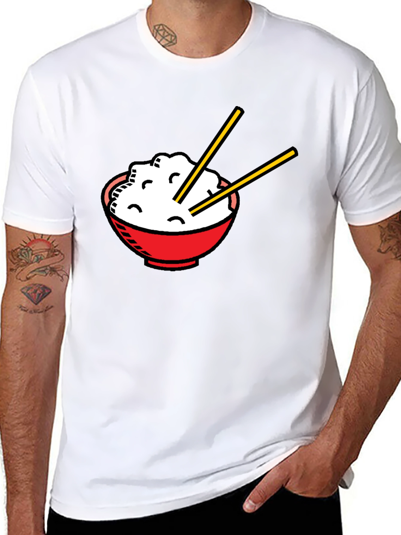 Black Rice Bowl Graphic T-Shirt - Unisex Asian Food Tee view 8