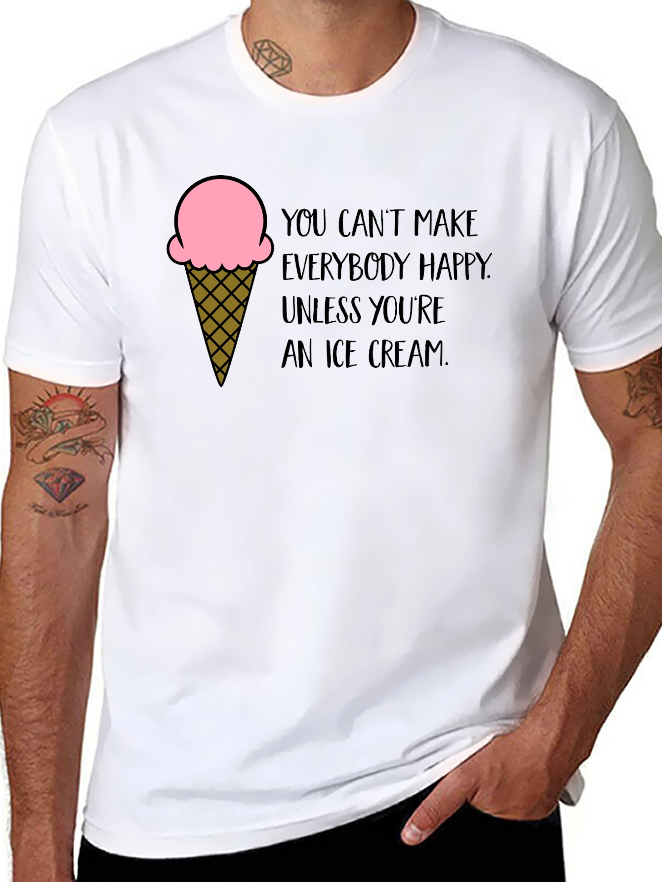 Black Ice Cream Quote Black T-Shirt view 8