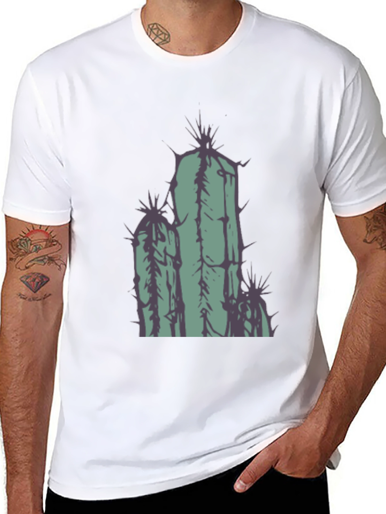Black Cactus Graphic Tee - Black Cotton T-Shirt view 8