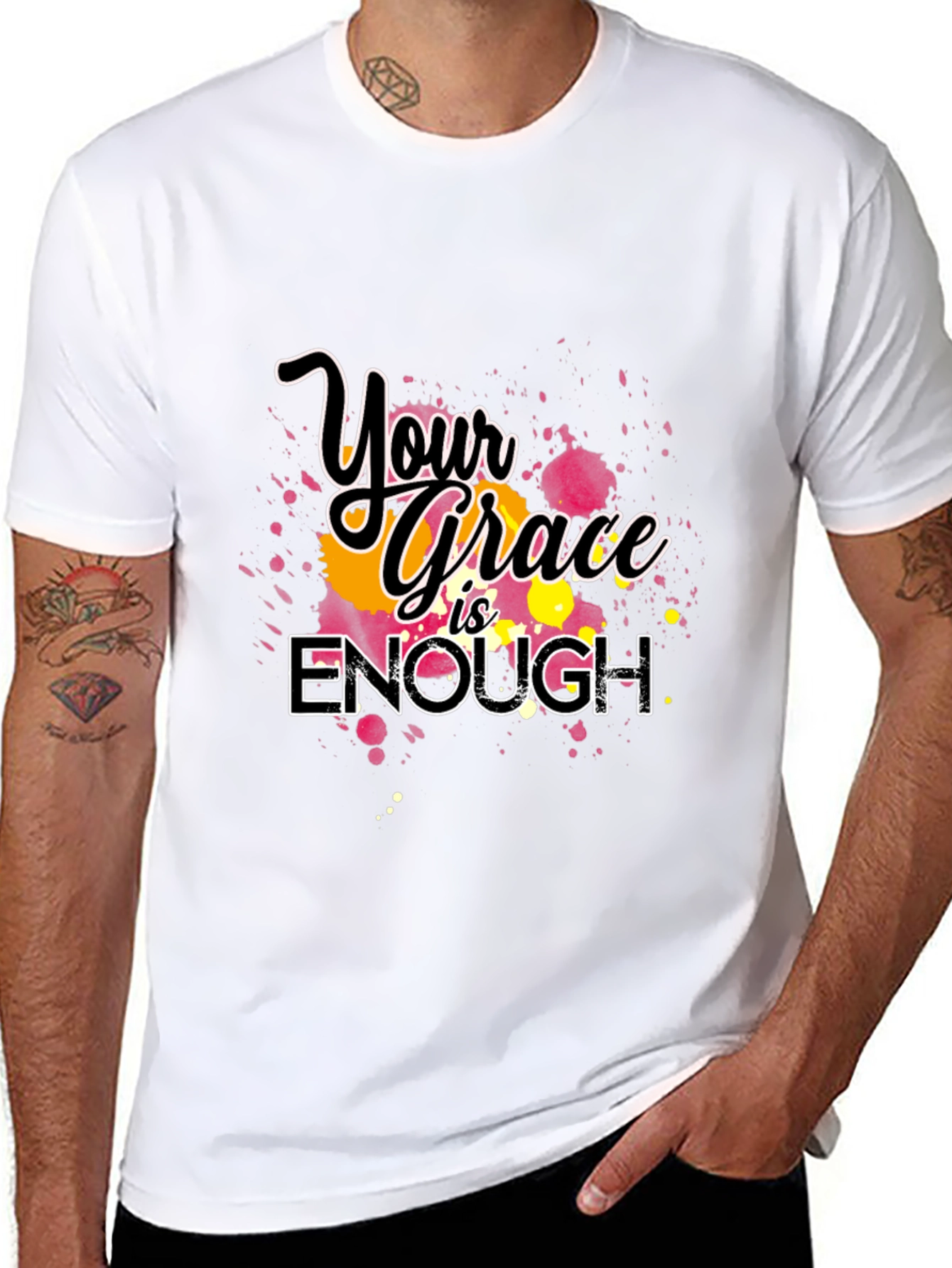 Black Your Grace is Enough Graphic T-Shirt view 8