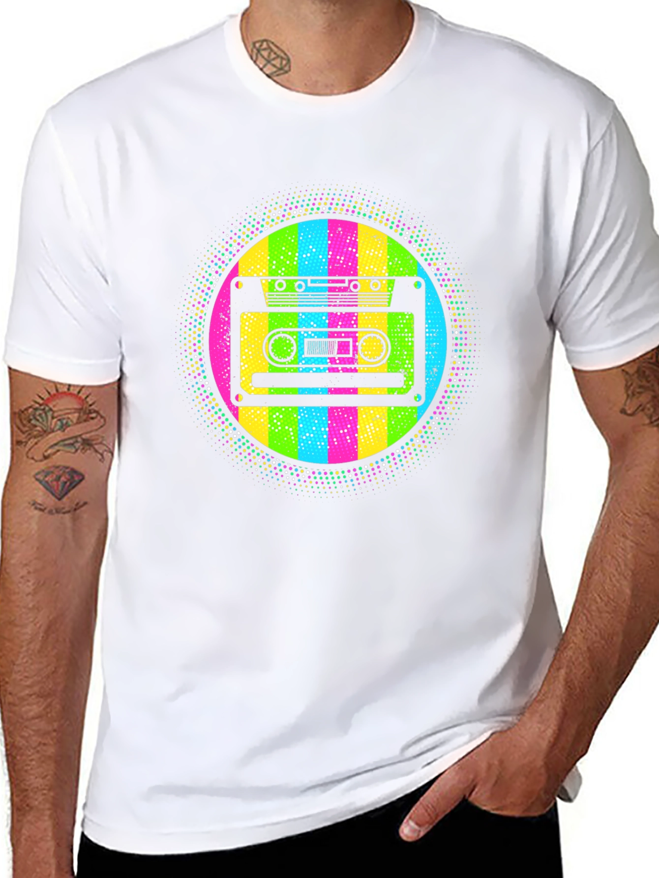 Black Retro Cassette Tape T-Shirt - 80s Throwback Style view 8
