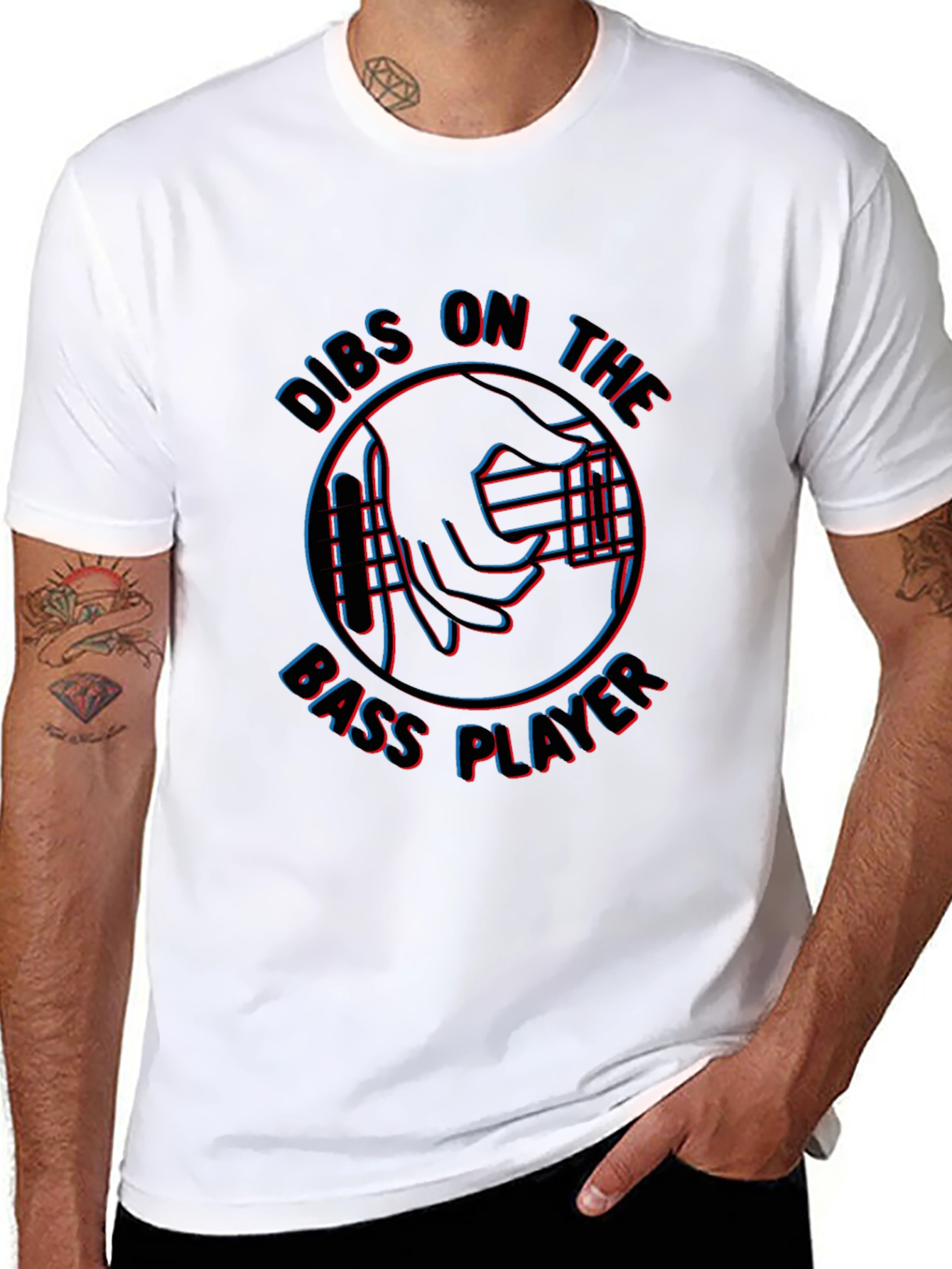 Black Dibs on the Bass Player Graphic T-Shirt view 8