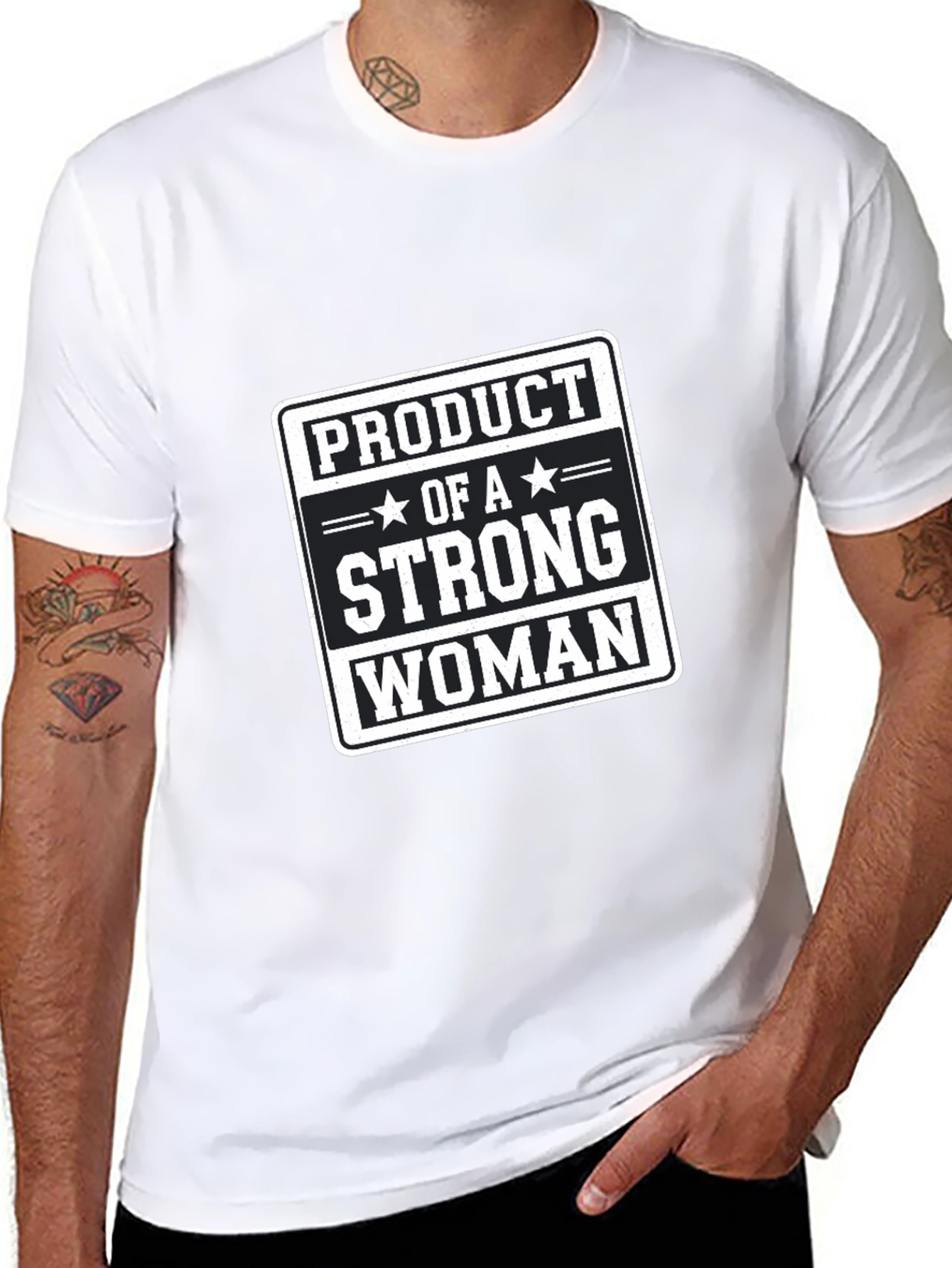 Black Product of a Strong Woman Black Graphic T-Shirt view 8