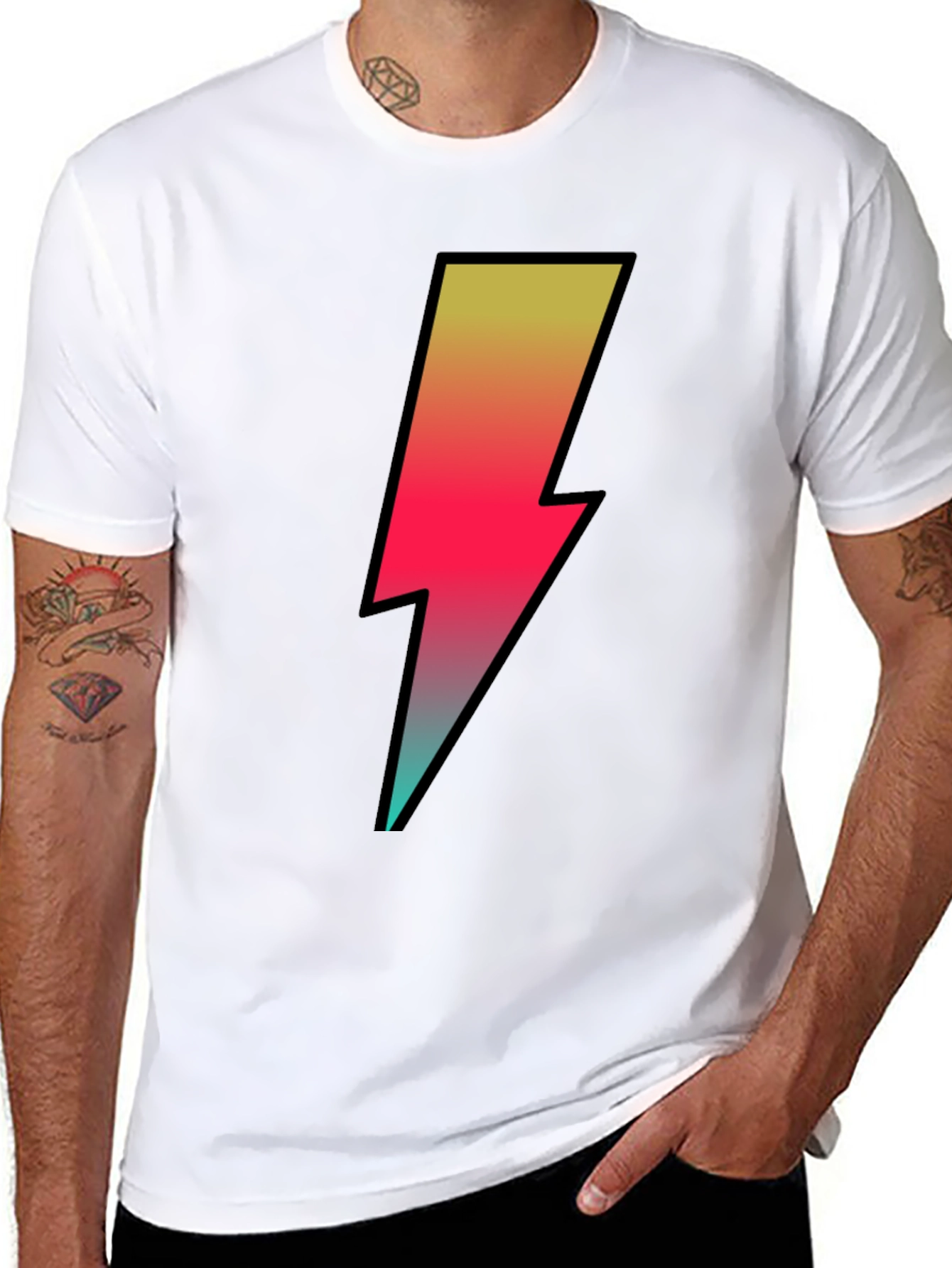 Black Lightning Bolt Graphic Tee - Black view 8