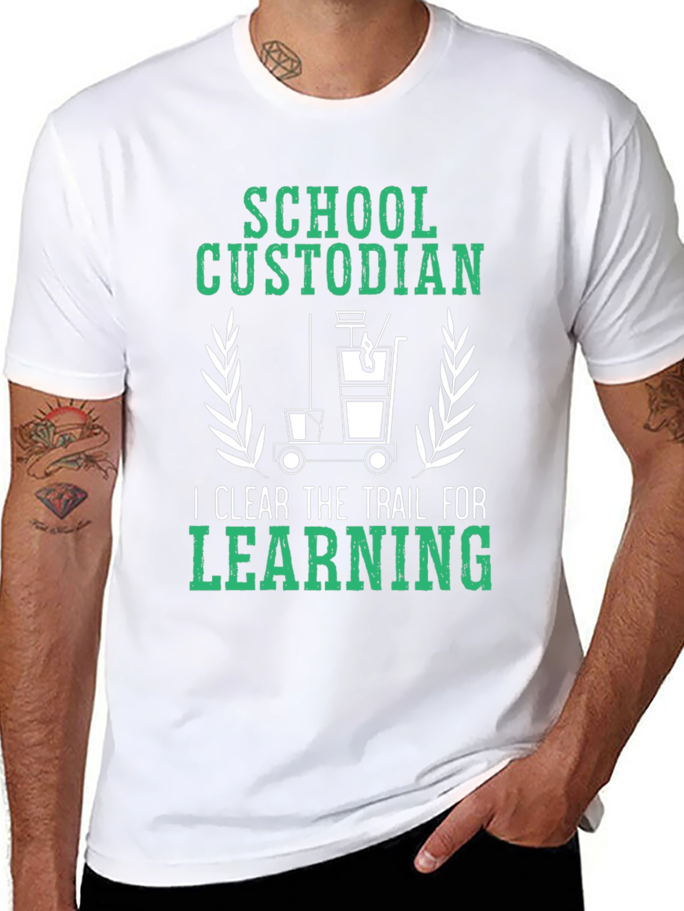 Black School Custodian T-Shirt: Clear the Trail for Learning view 8