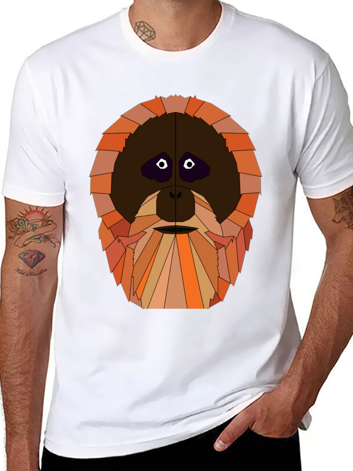 Black Orangutan Face Graphic Tee - Unique Geometric Design view 8