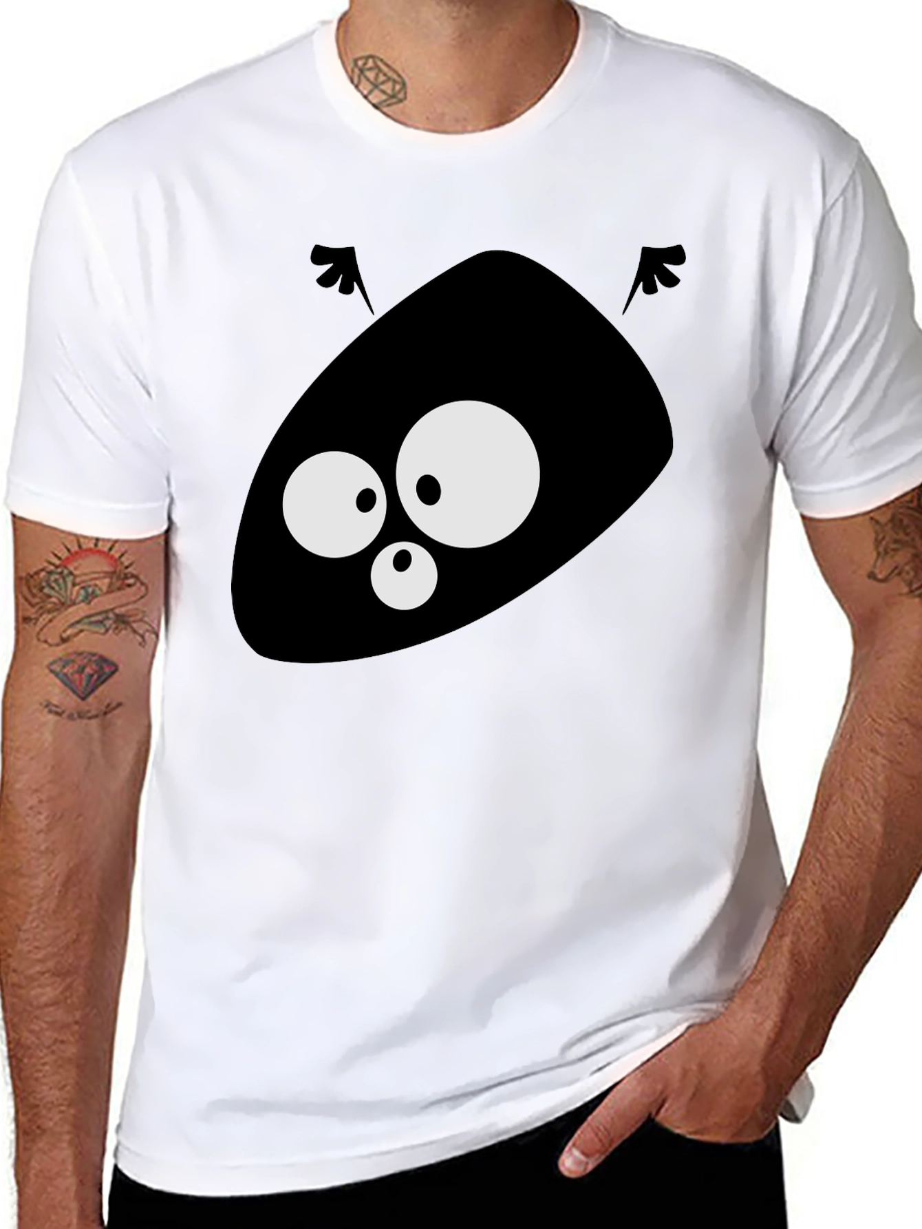 Black Funny Alien Face Graphic Black T-Shirt view 8