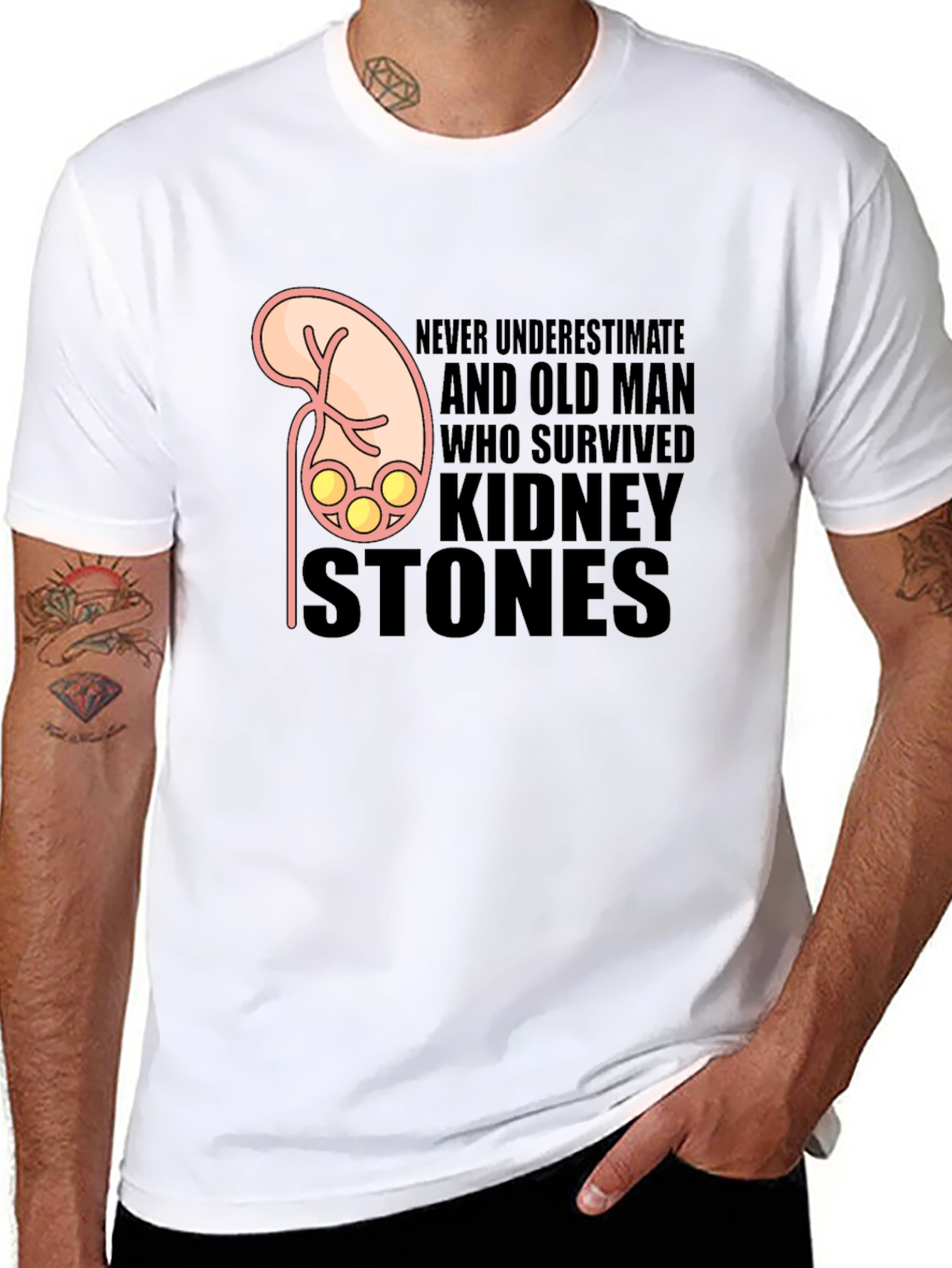 Black Kidney Stone Survivor T-Shirt - Funny Graphic Tee view 8