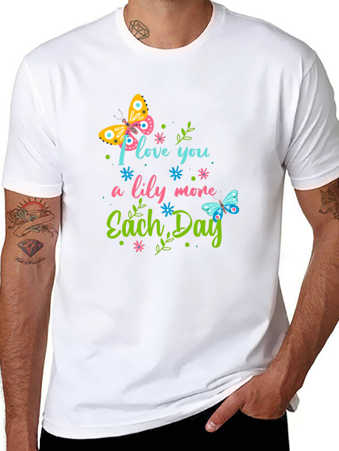 Black I Love You More Each Day Butterfly Graphic Tee view 8
