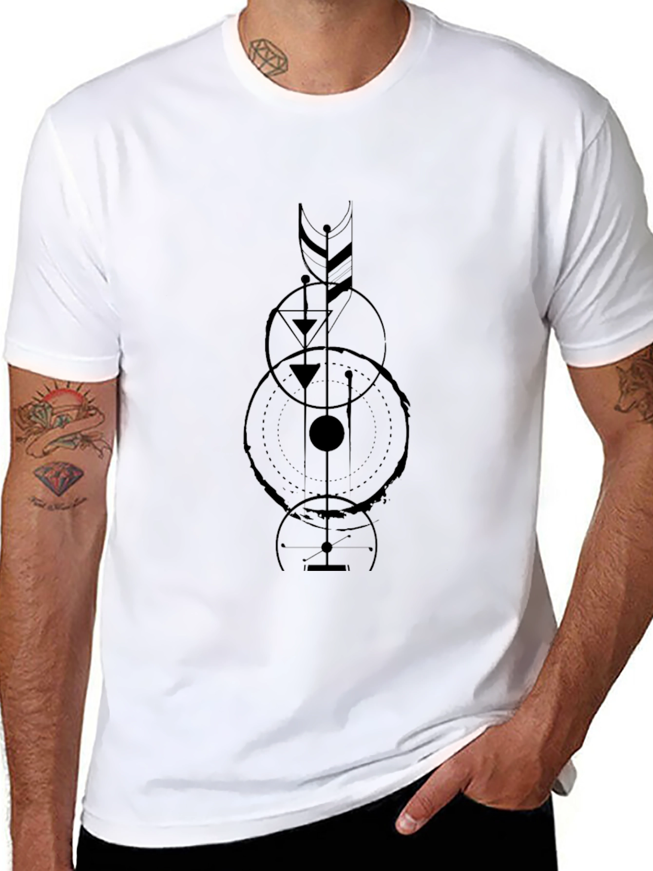 Geometric Graphic Black T-Shirt - Modern Minimalist Design - 8