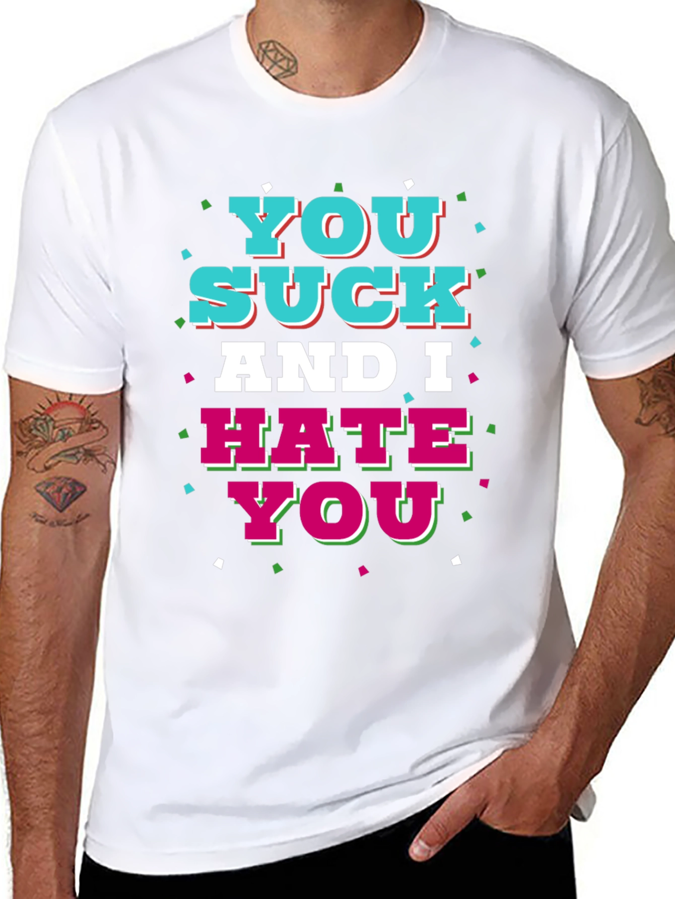 Black You Suck and I Hate You Graphic T-Shirt view 8