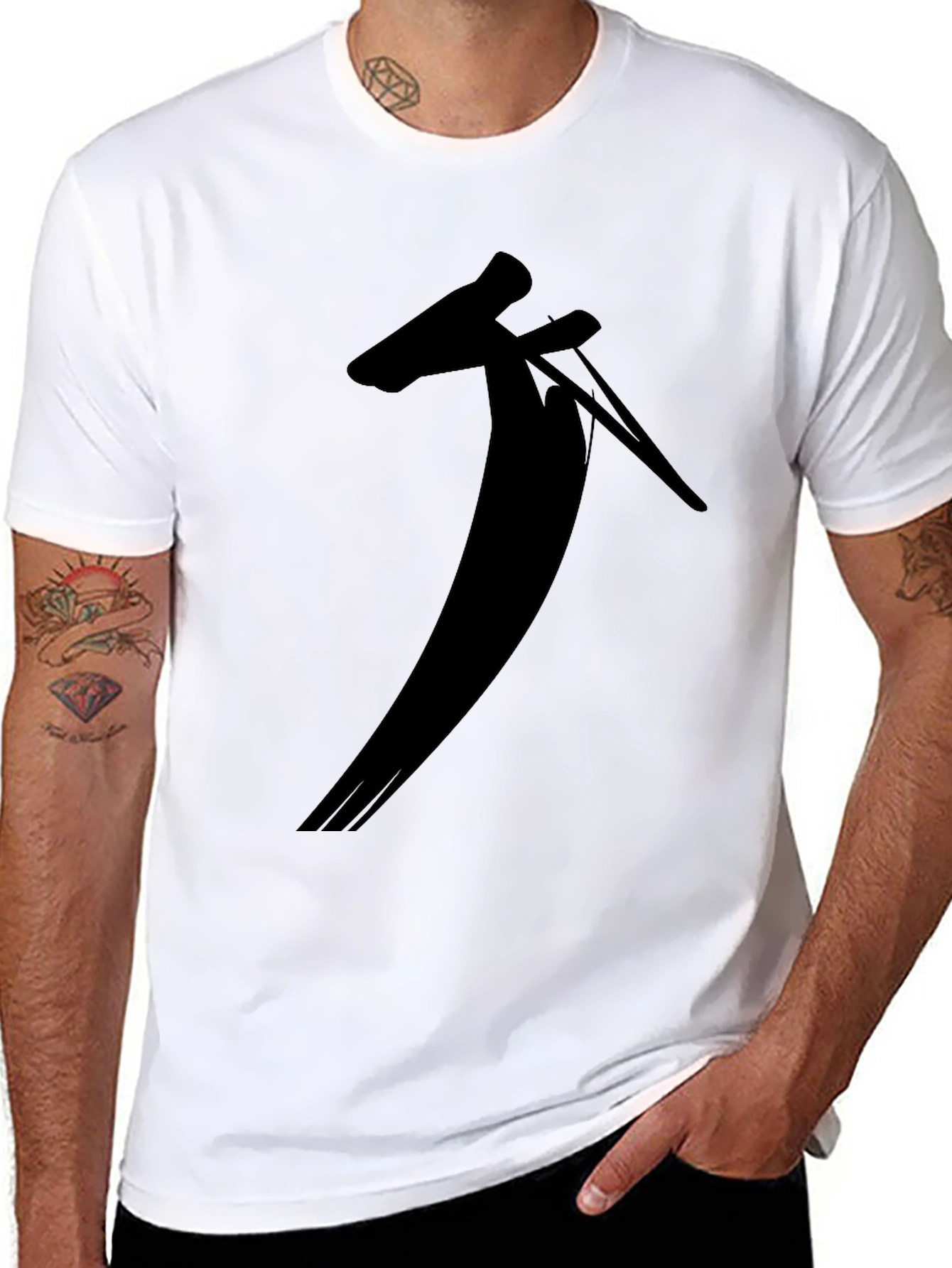 Black Black T-Shirt with Unique Silhouette Design view 8