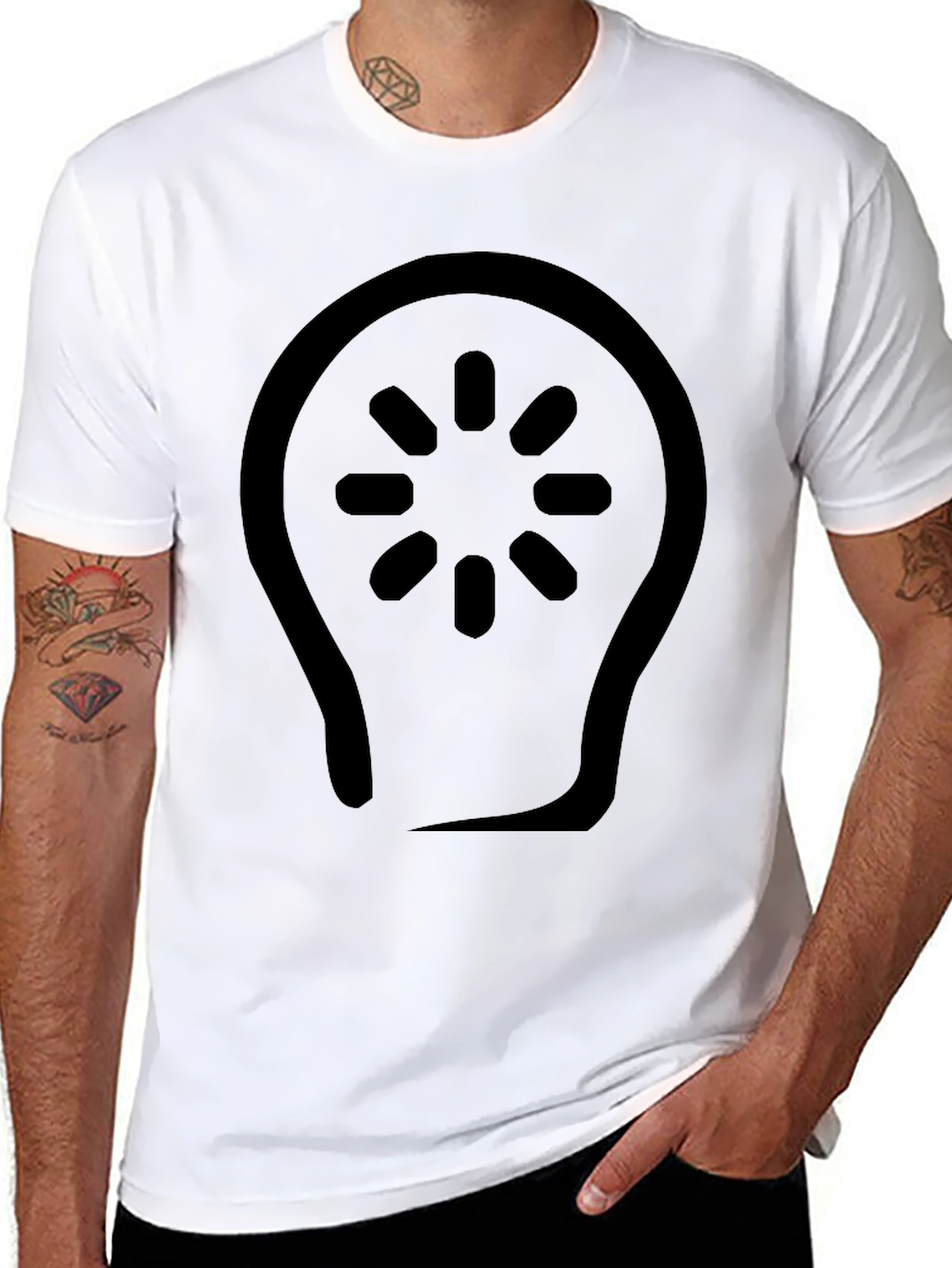 Black Black T-Shirt with Light Bulb Design view 8