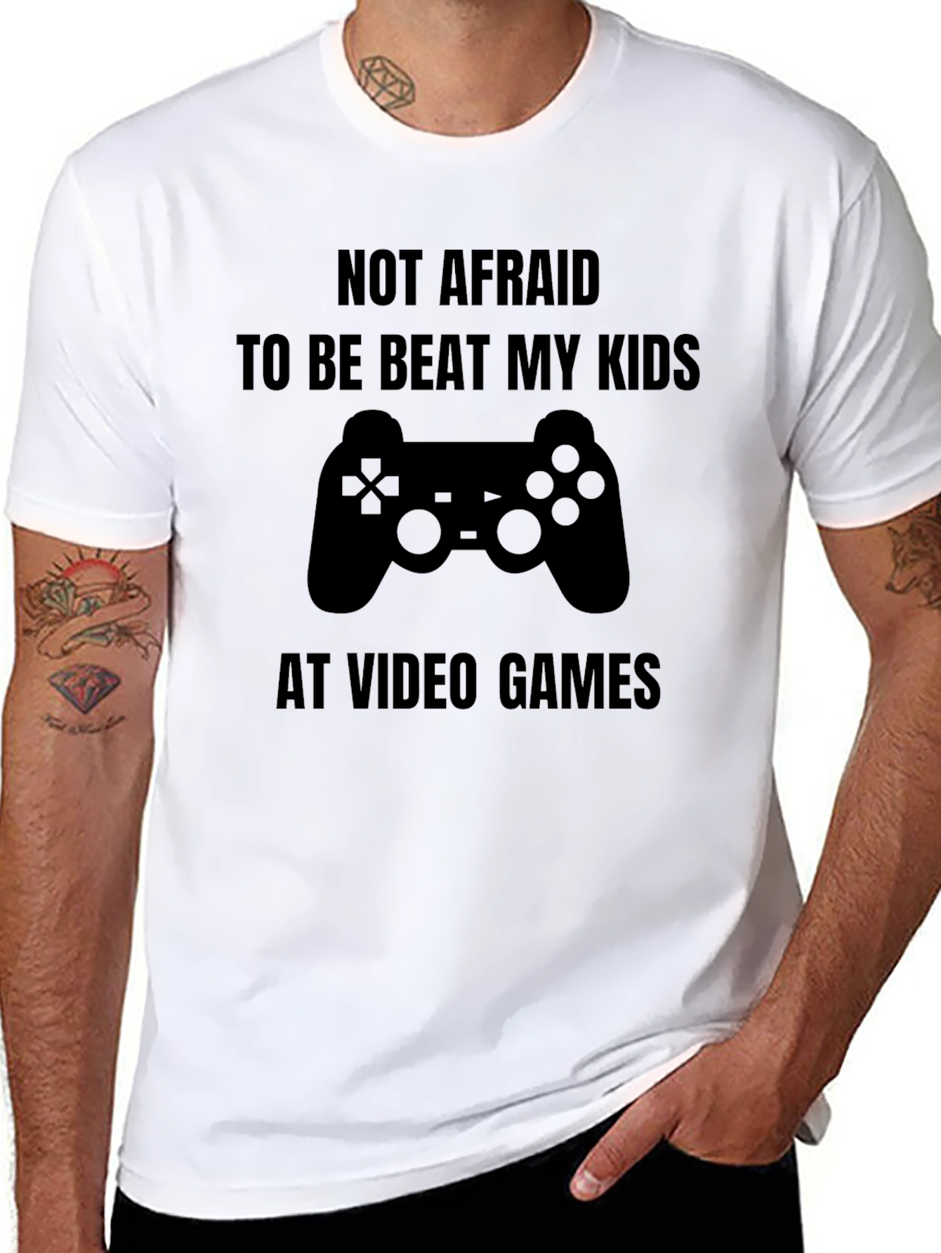 Black Funny Gamer T-Shirt - Beat My Kids At Video Games view 8