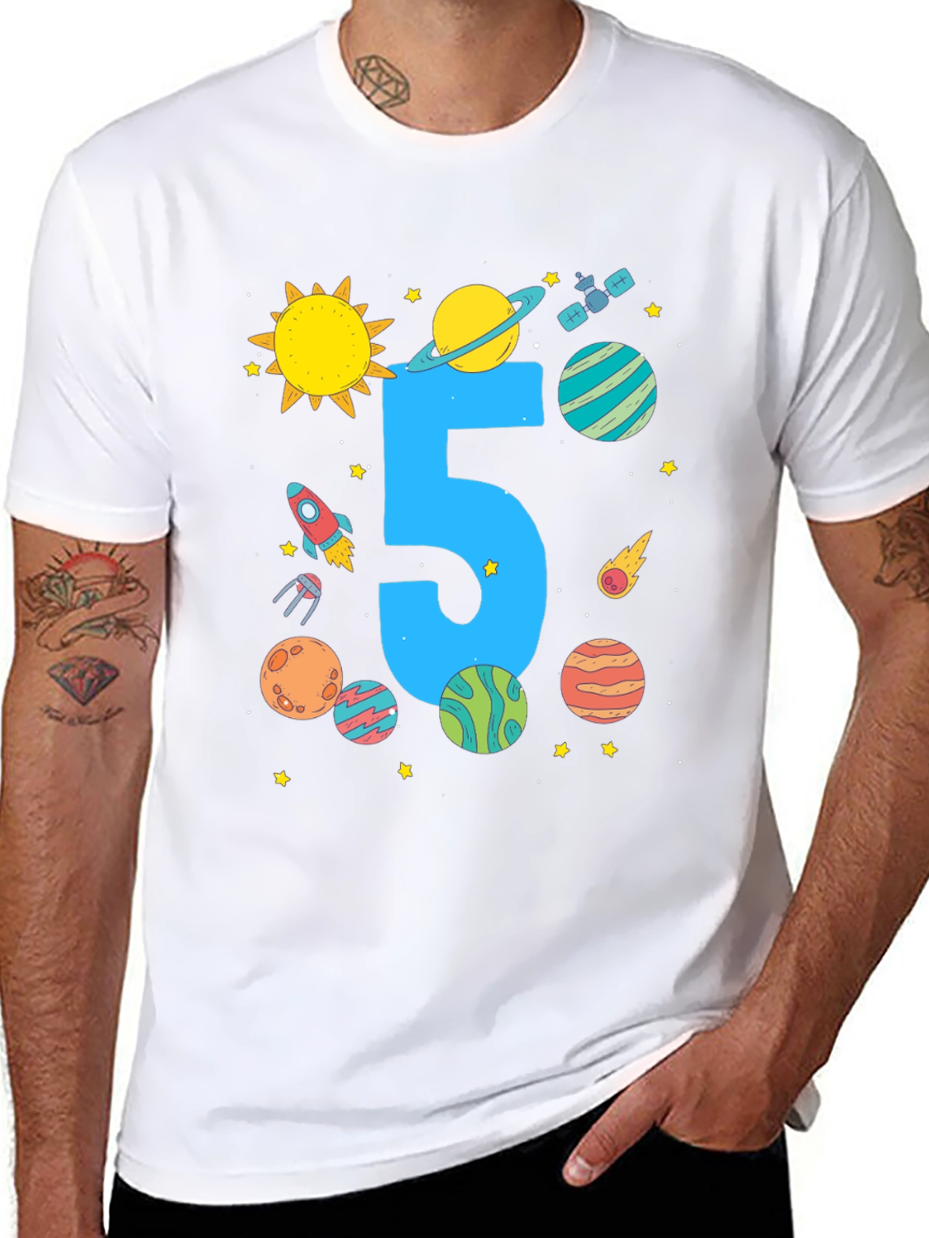 Black Kids 5th Birthday Space T-Shirt view 8
