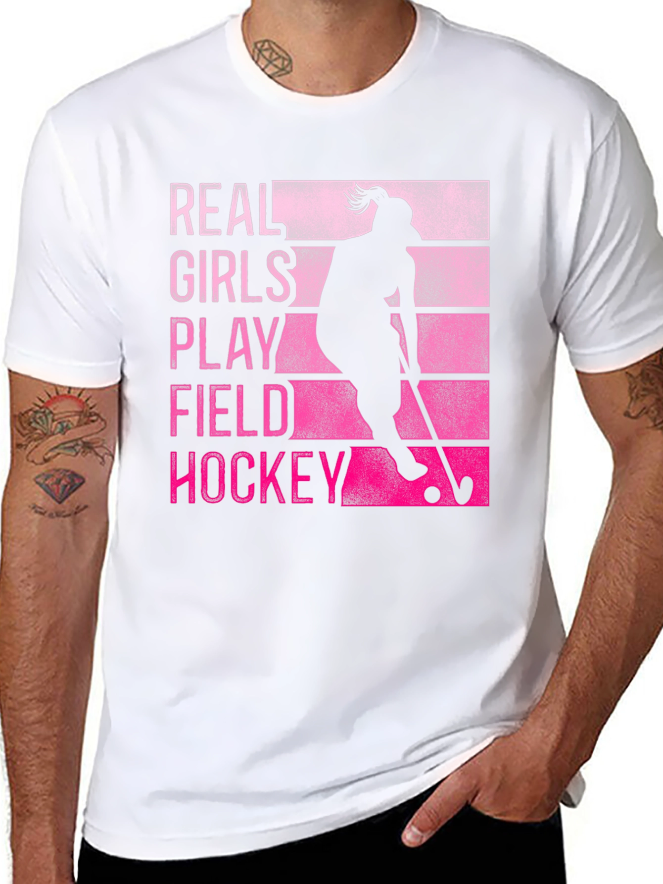 Black Real Girls Play Field Hockey T-Shirt view 8