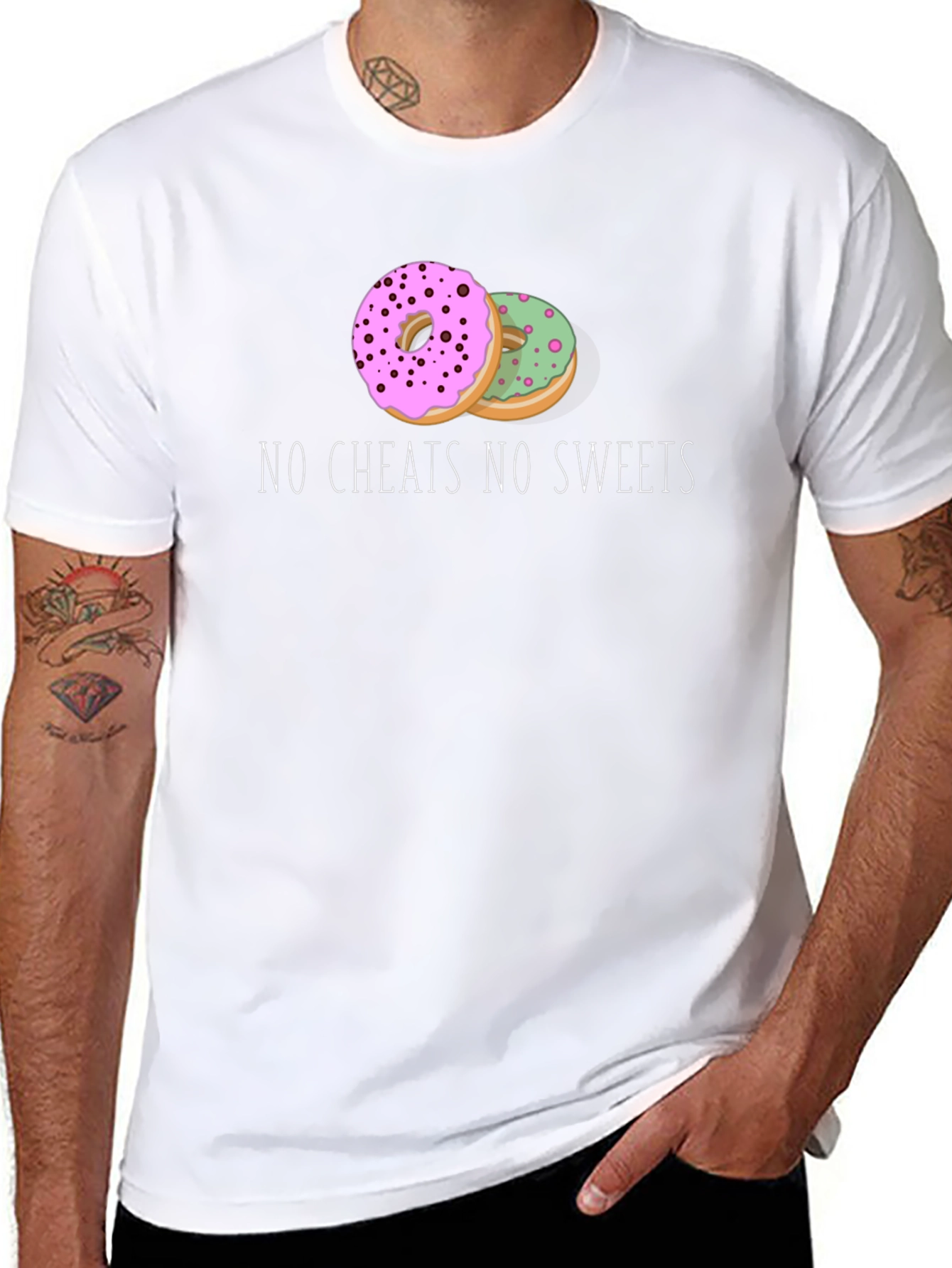 Black No Cheats No Sweets Donut Graphic Tee view 8