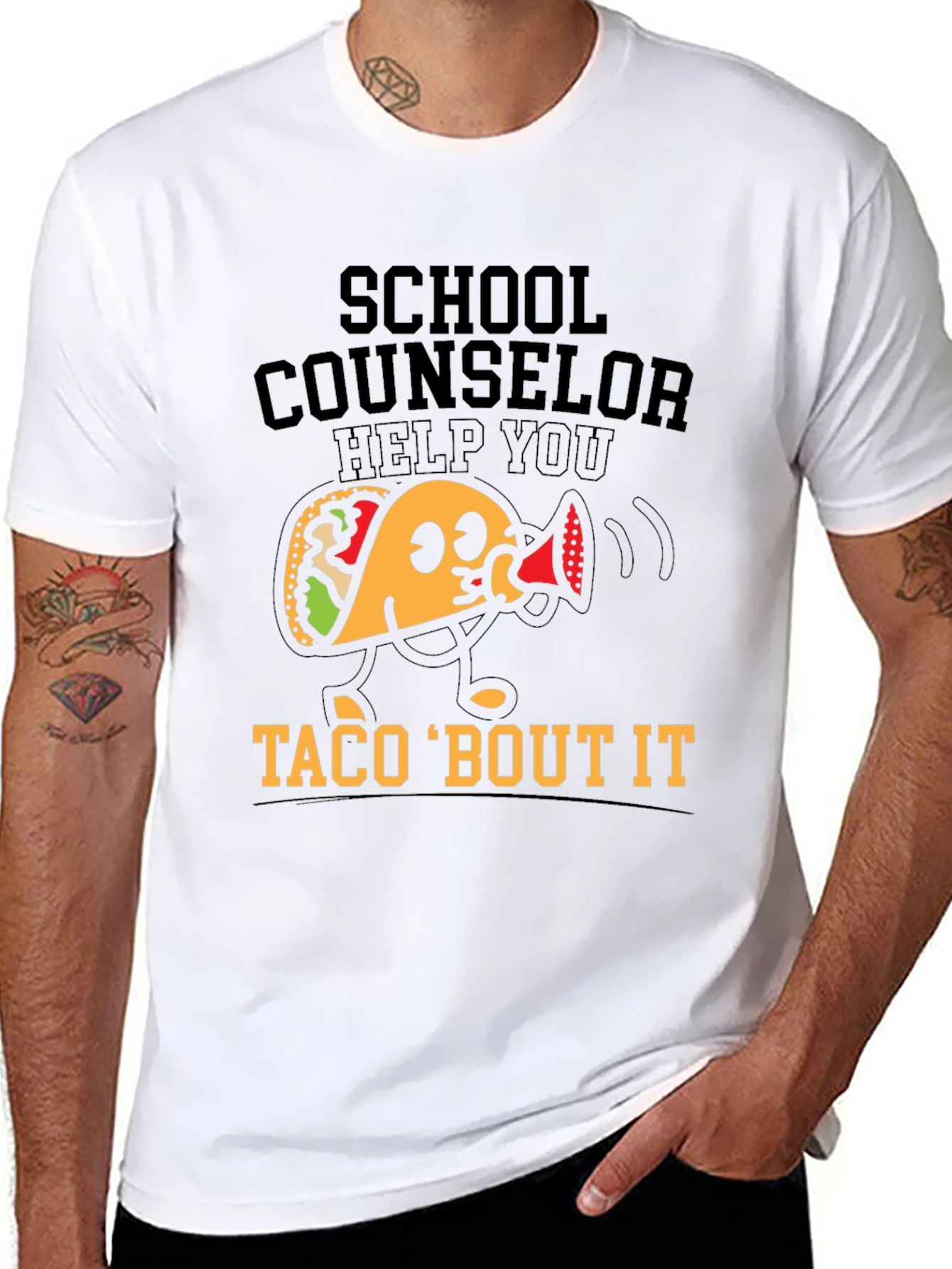 Black School Counselor Taco 'Bout It T-Shirt view 8