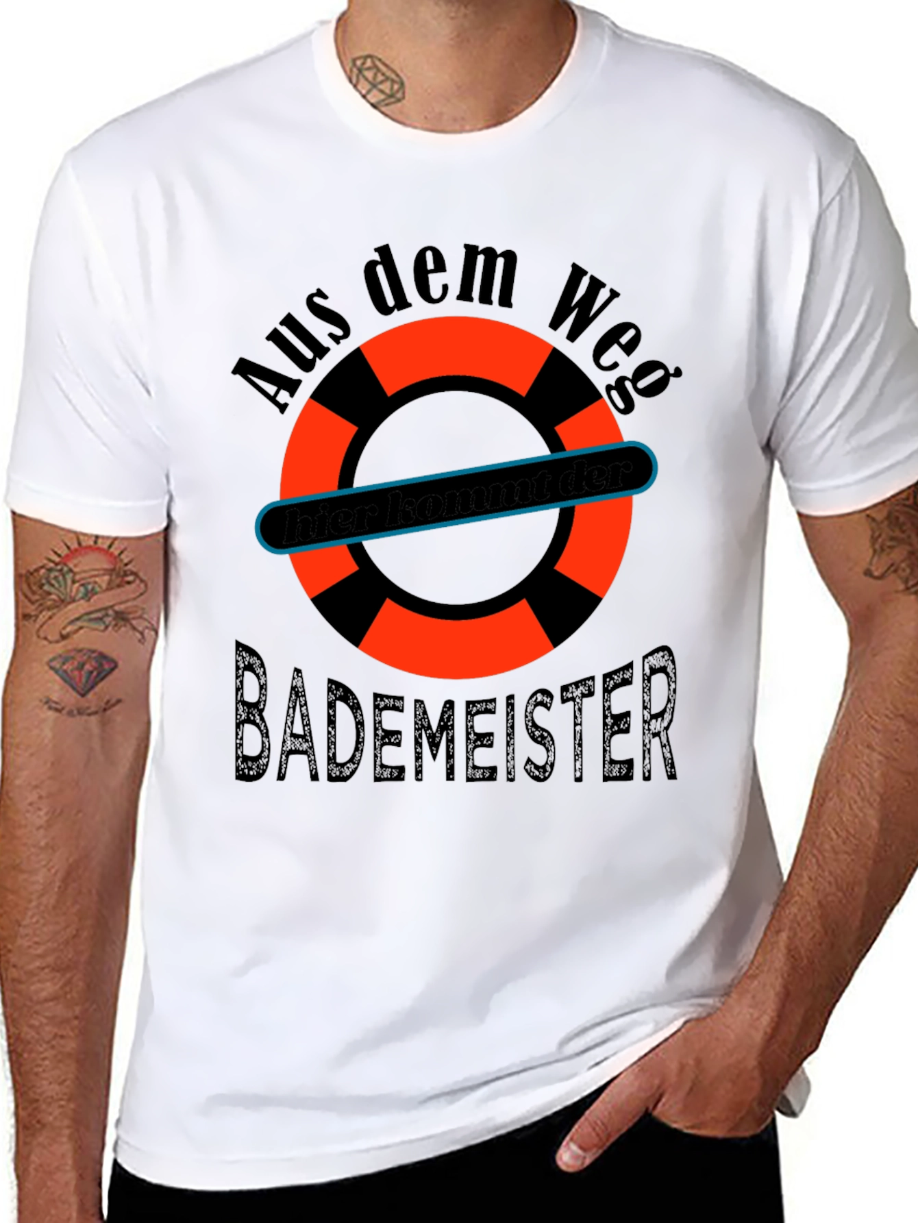 Black Funny Bademeister Lifeguard T-Shirt view 8