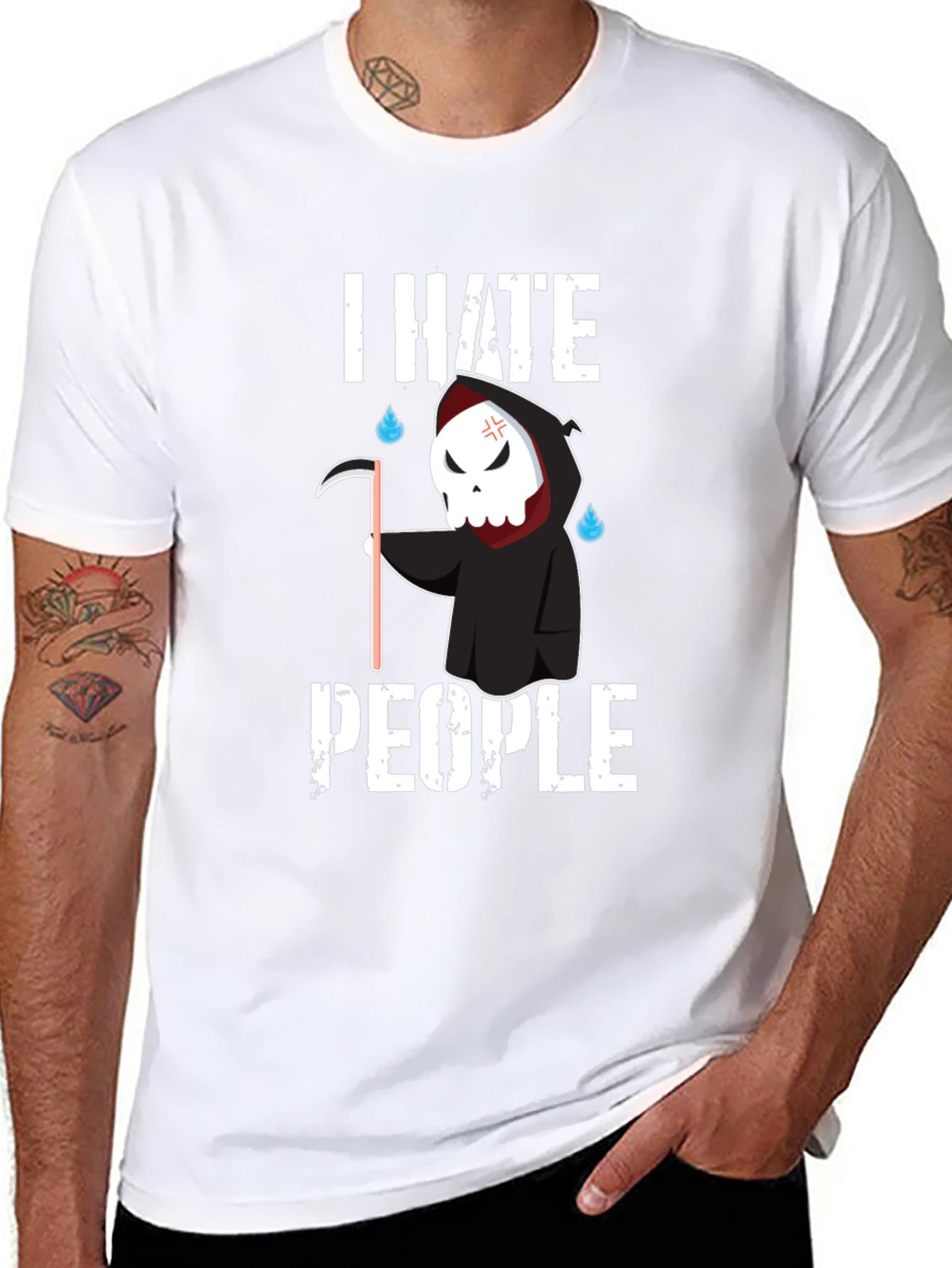 Black I Hate People Grim Reaper Graphic Tee view 8