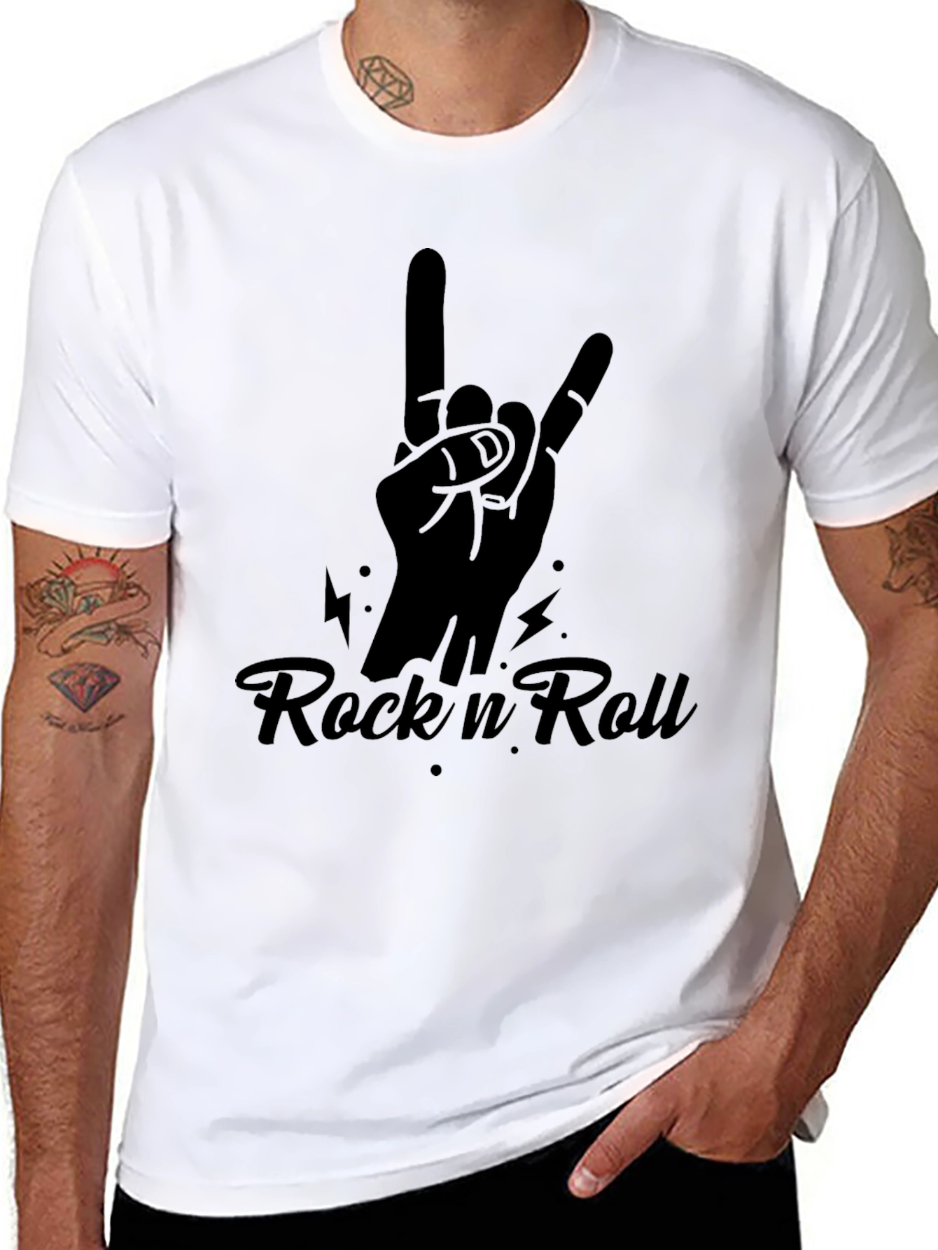 Rock 'n' Roll Hand Sign Black T-Shirt - 8