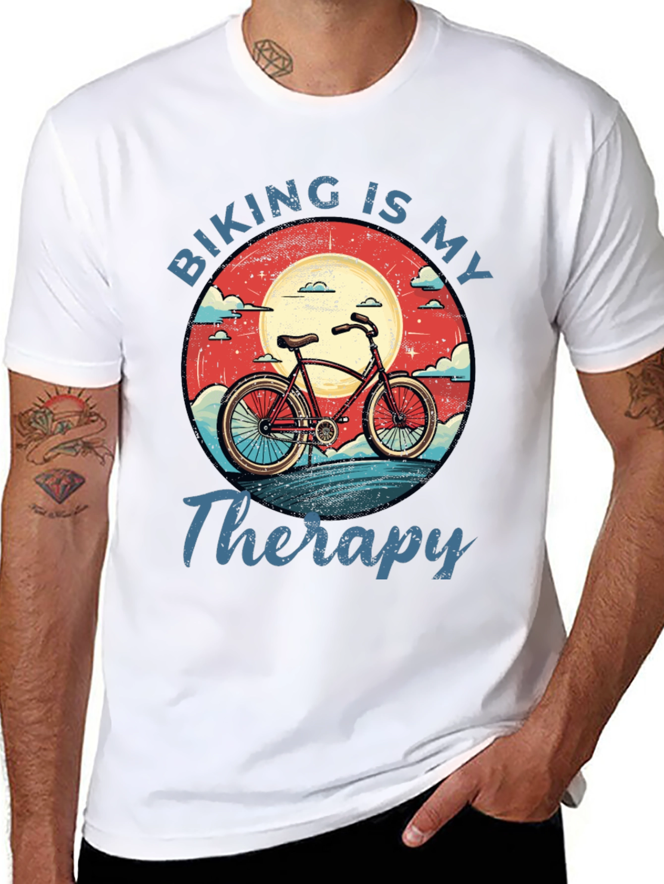 Black Biking is My Therapy Graphic T-Shirt view 8