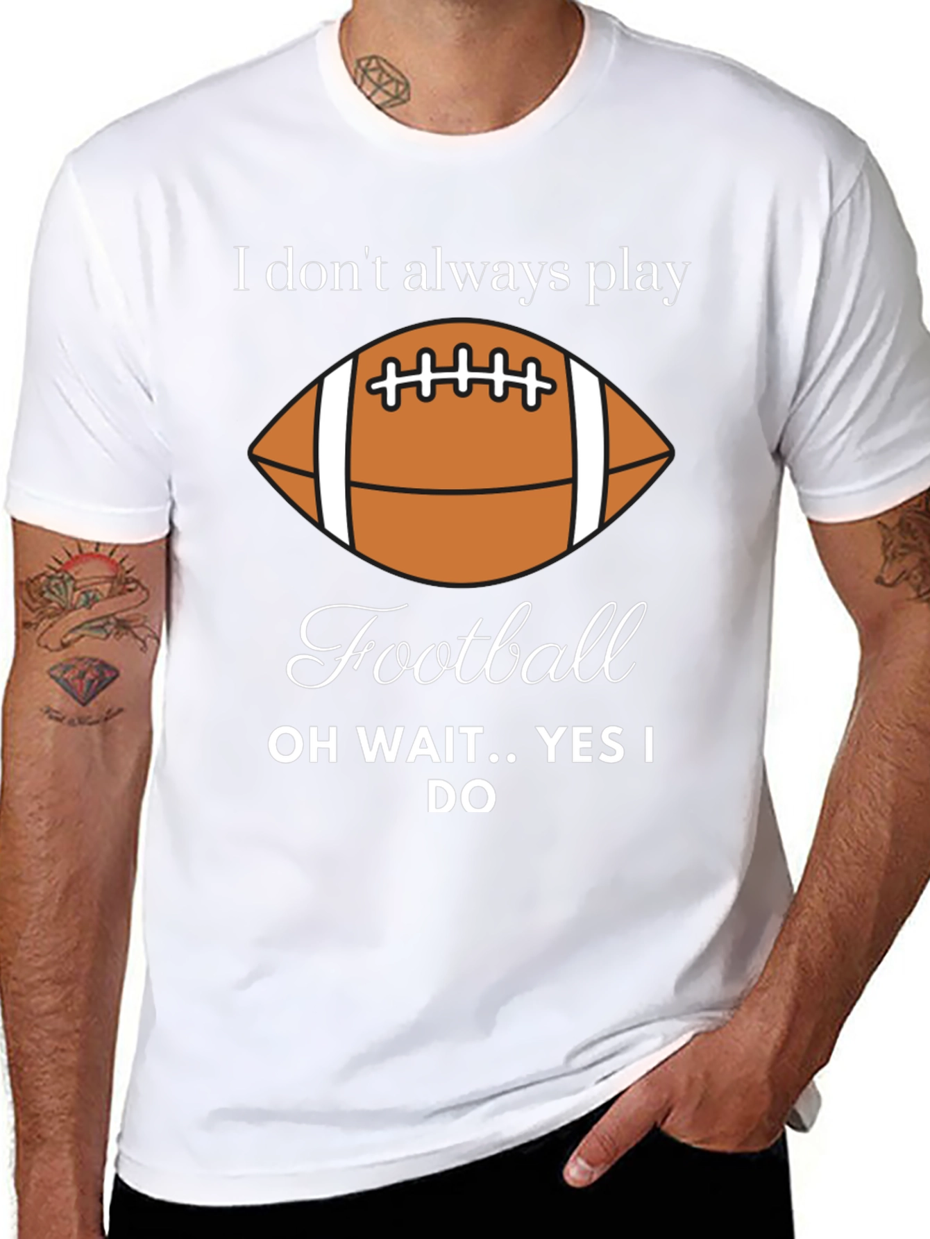 Black Funny Football Player T-Shirt - "I Don't Always Play" view 8