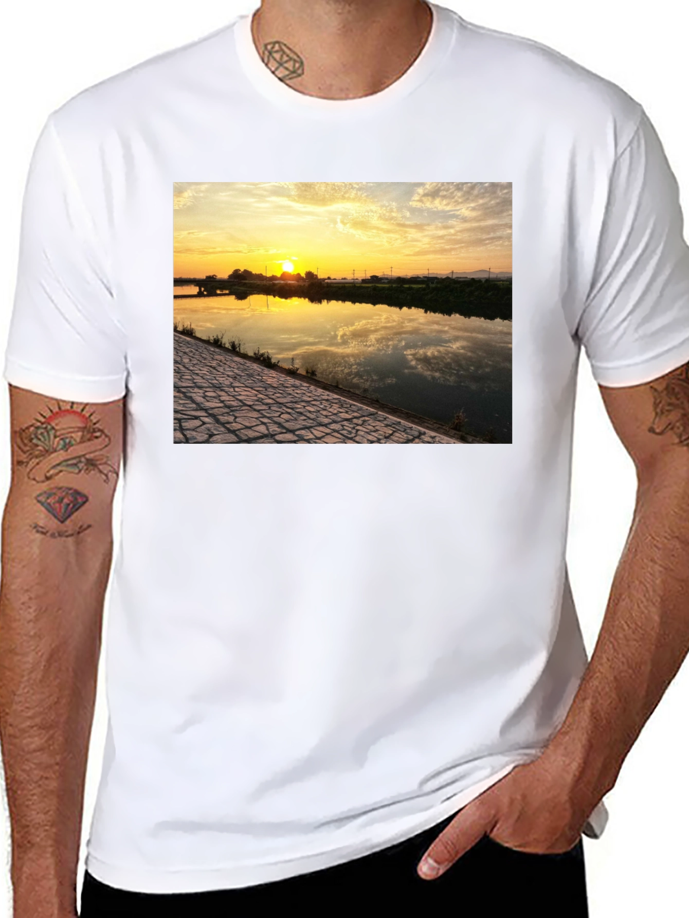 Black Sunset River Graphic Tee - Black view 8