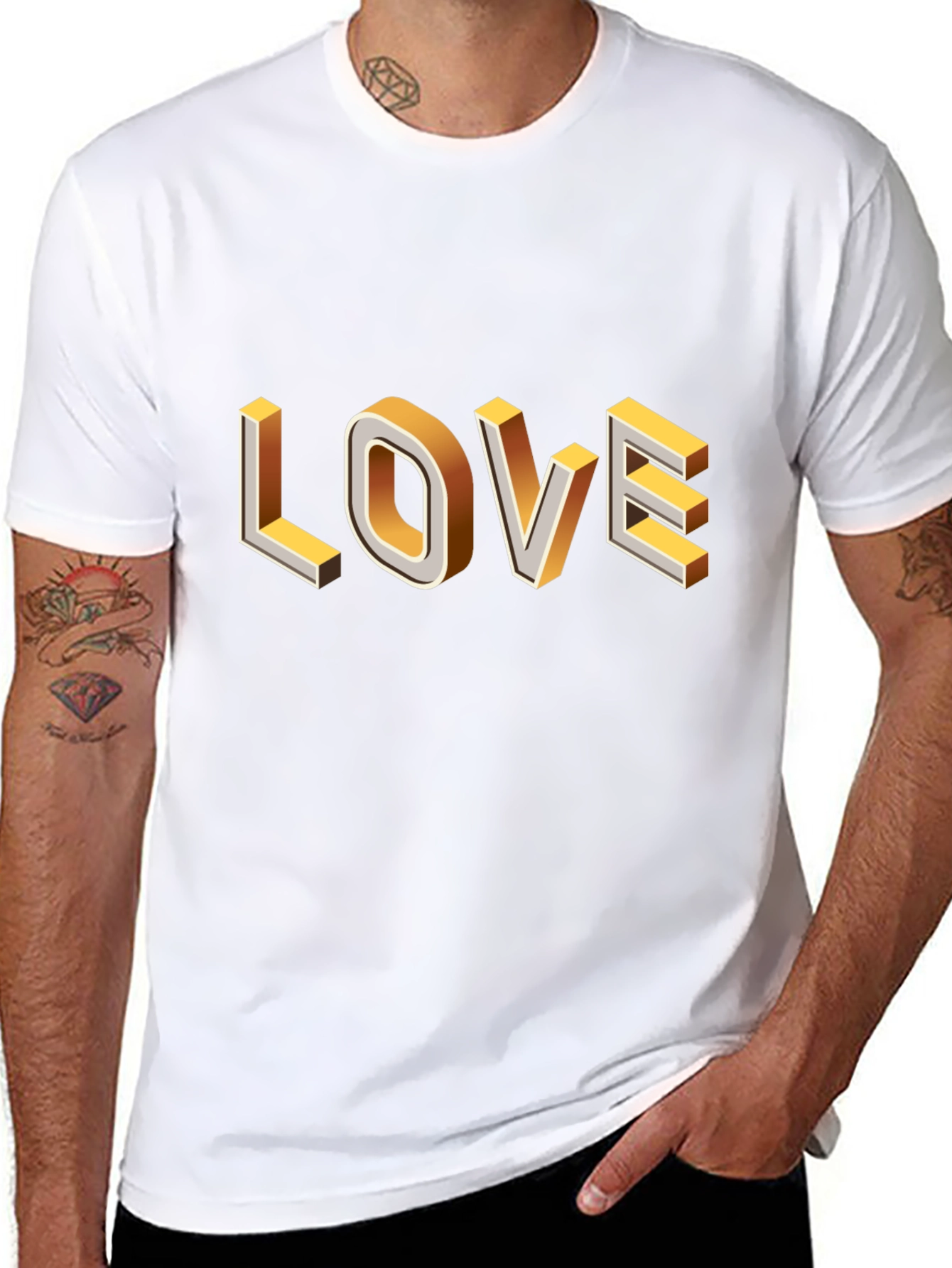 Black Trendy Black T-Shirt with 3D Love Graphic view 8