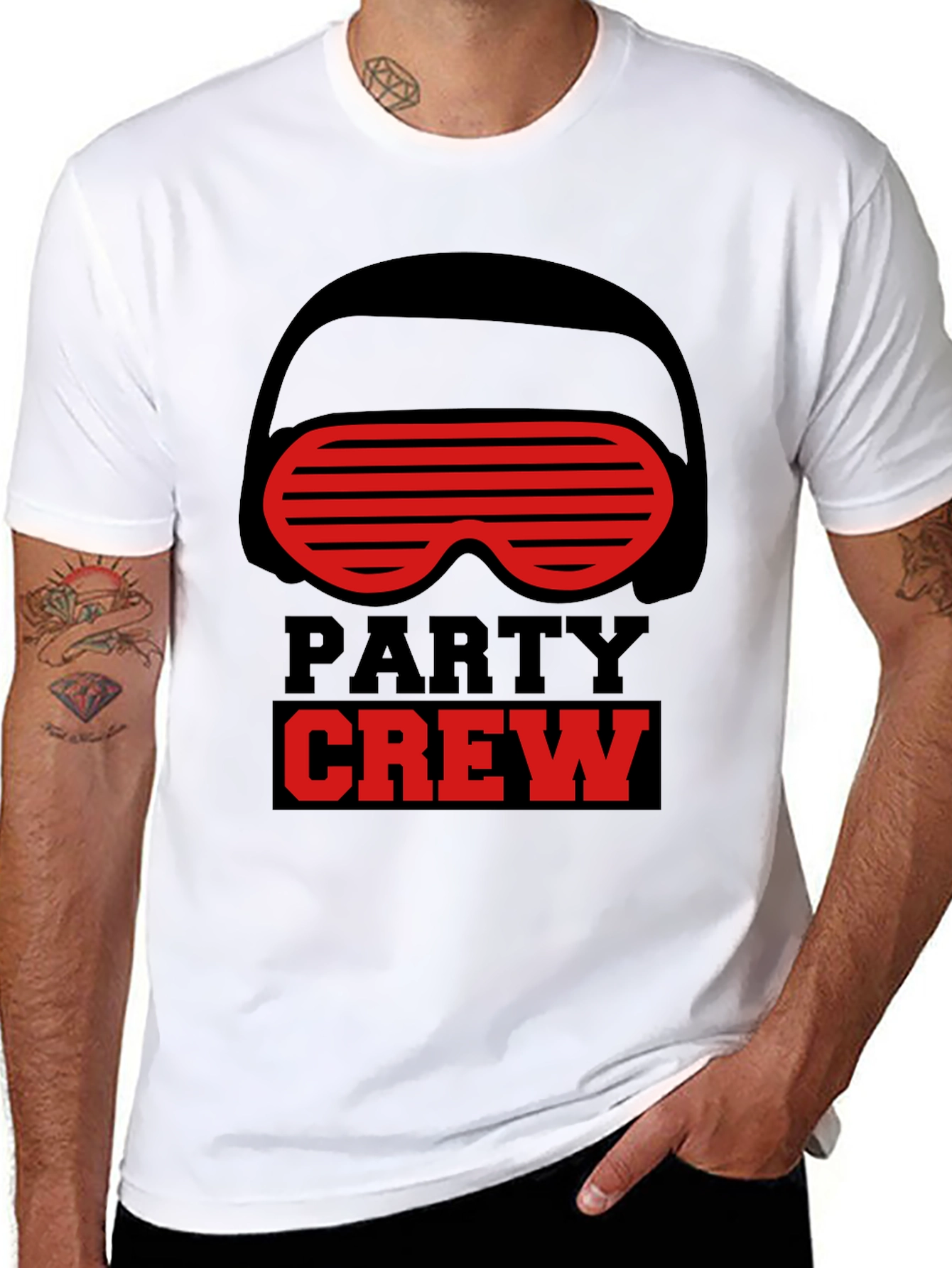 Black Party Crew Graphic T-Shirt - Black Crew Neck Tee view 8