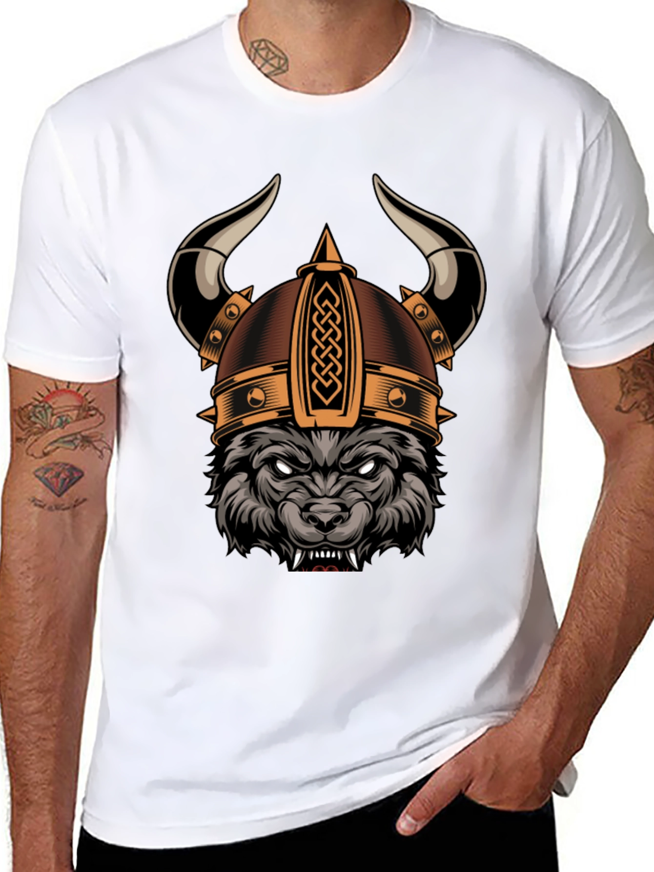 Black Viking Wolf Graphic Tee - Black view 8